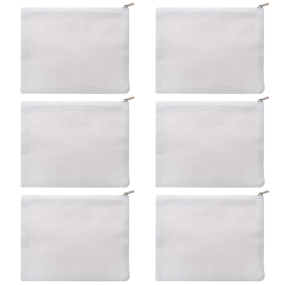 Aspire 6-Pack White Zippered Cosmetic Bags for Travel & Toiletry Storage - 8x6 Inch Waterproof Makeup Organizer - Perfect for Gym, Vacation & Daily Essentials Organization