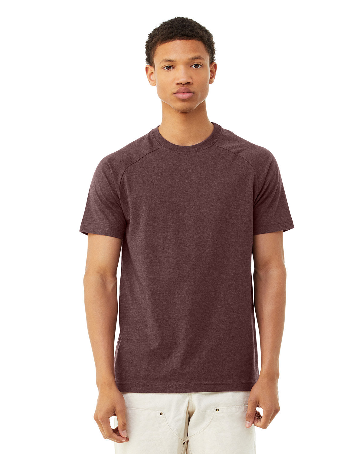 Bella + Canvas 3201 Men's Heather CVC Raglan T-Shirt - Soft Comfortable Crew Neck Tee for Casual Wear, Gym & Everyday Outfits