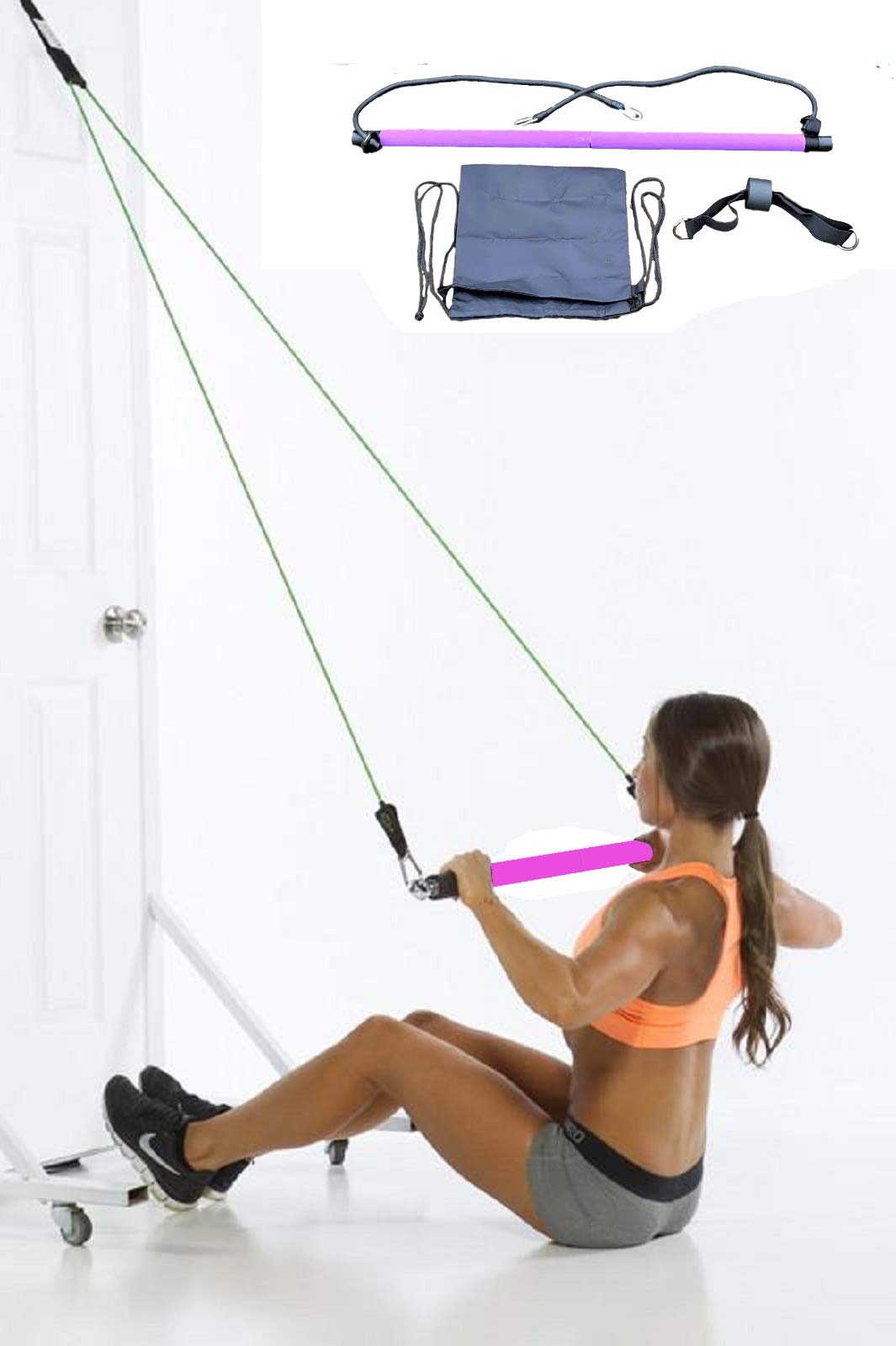 Portable Pilates Bar Kit with Resistance Bands & Door Anchor - Full Body Toning, Yoga & Home Workout Equipment for Women & Men | Perfect for Home Gym, Pilates, Yoga & Stretching Exercises