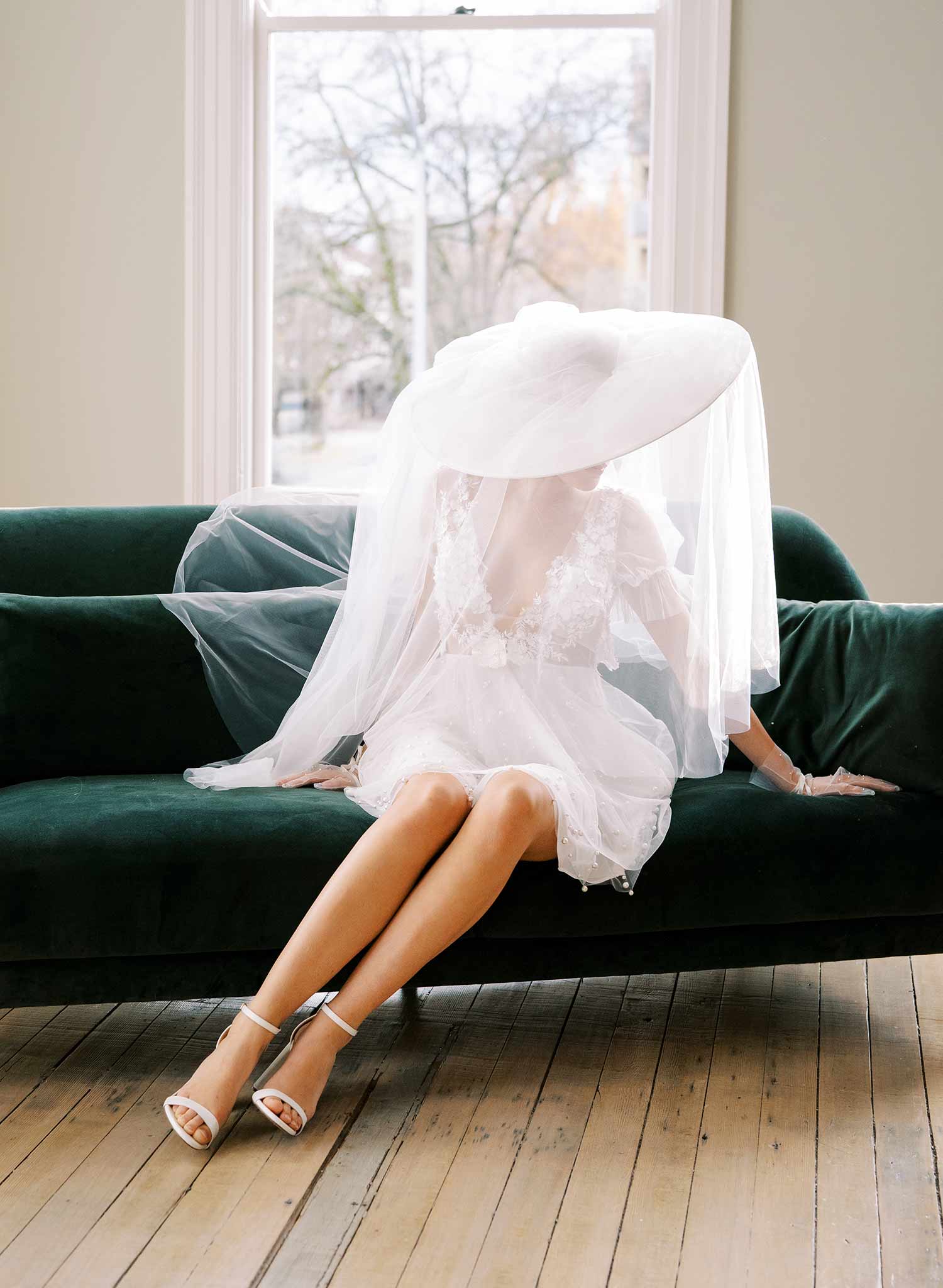 Dream Cloud Bridal Hat with Veil - Elegant Wedding Headpiece Style #2456 | Perfect for Bridal Showers, Ceremonies & Photo Shoots