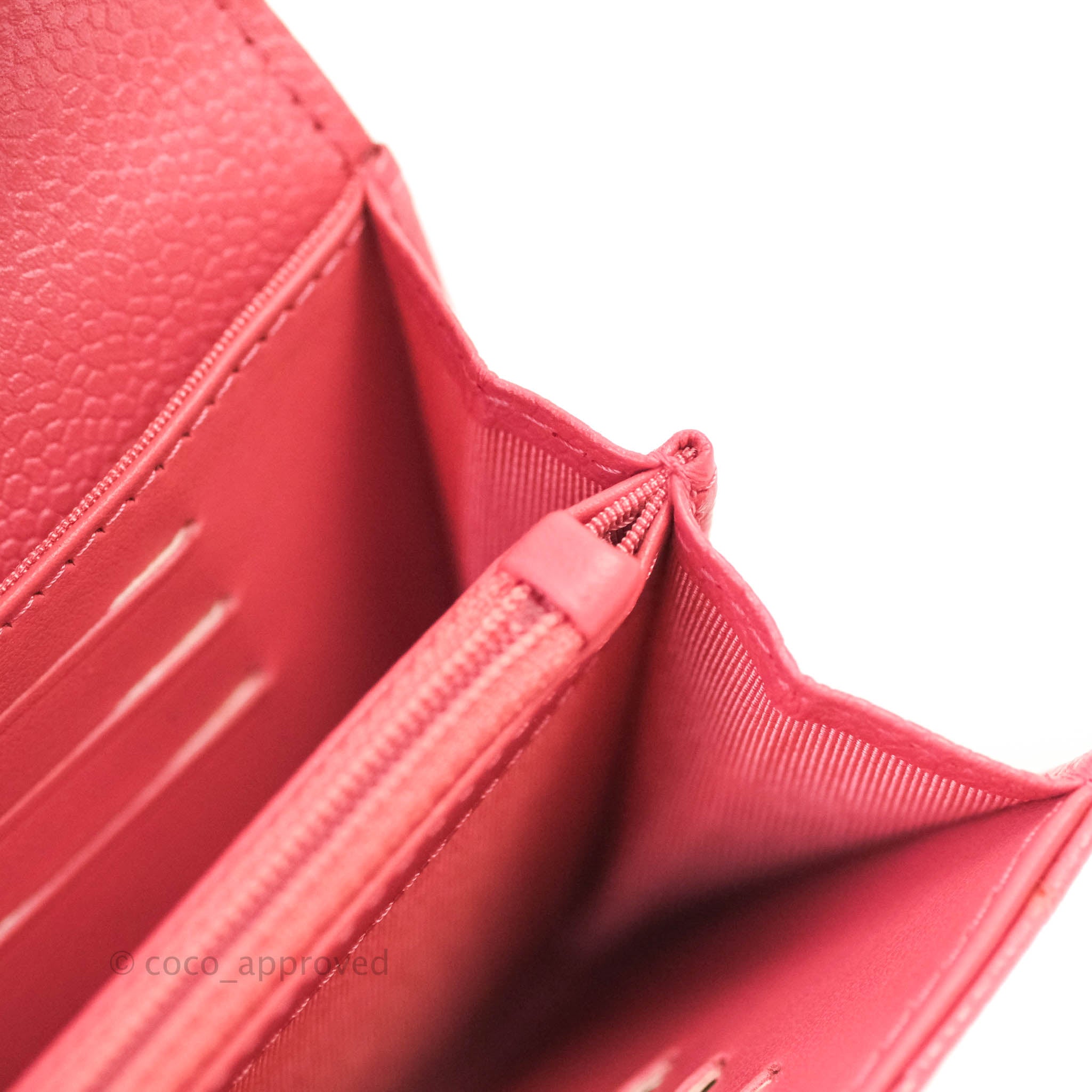 Chanel Classic Flap Wallet in Pink Caviar Leather with Gold Hardware - Luxury Designer Wallet for Women, Perfect for Everyday Use & Special Occasions