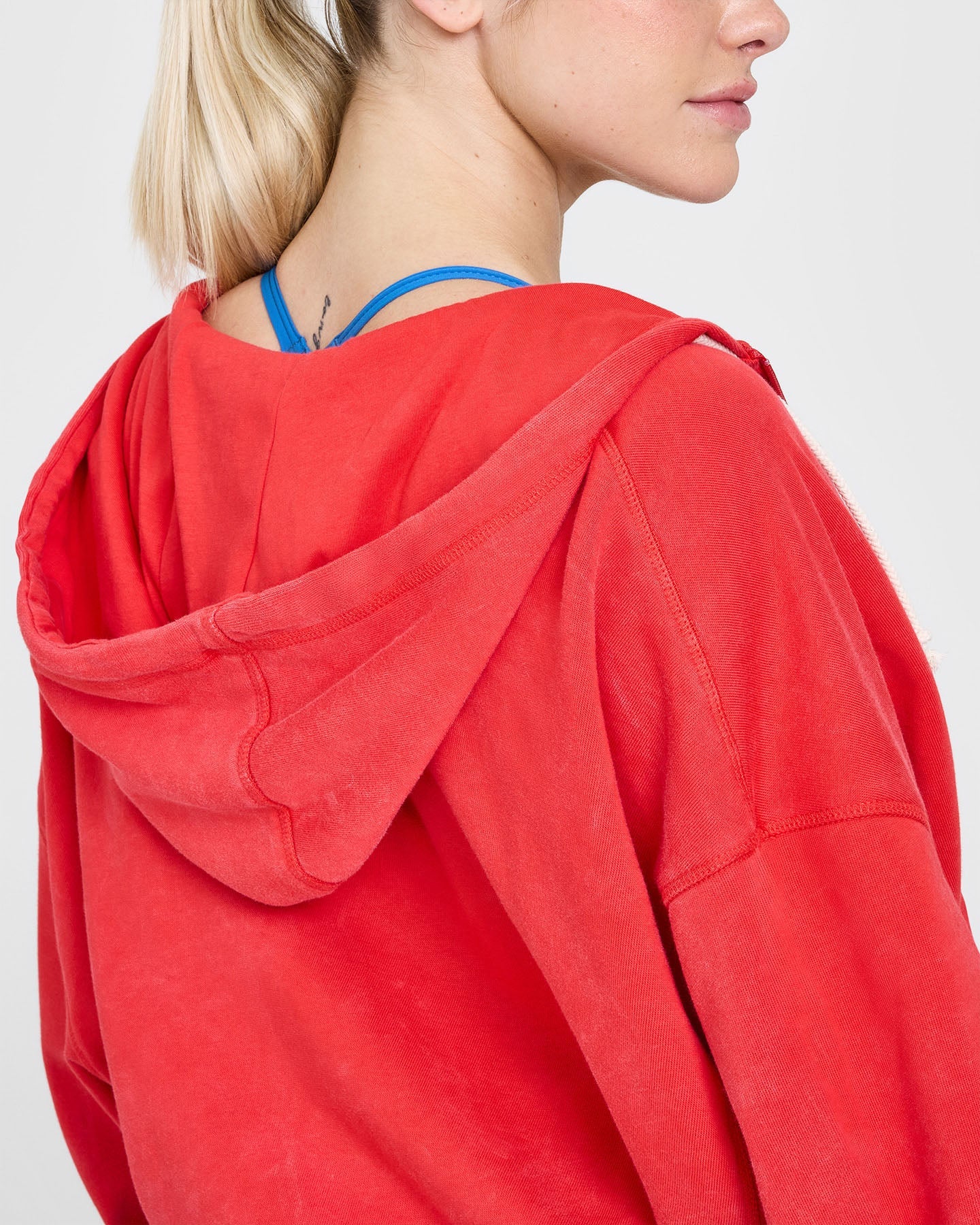 Raw Lounge Oversized Zip Through Hoodie with Graphic Print | Muscle Mommy Red | Cozy Streetwear for Women, Perfect for Casual Outings & Gym Sessions