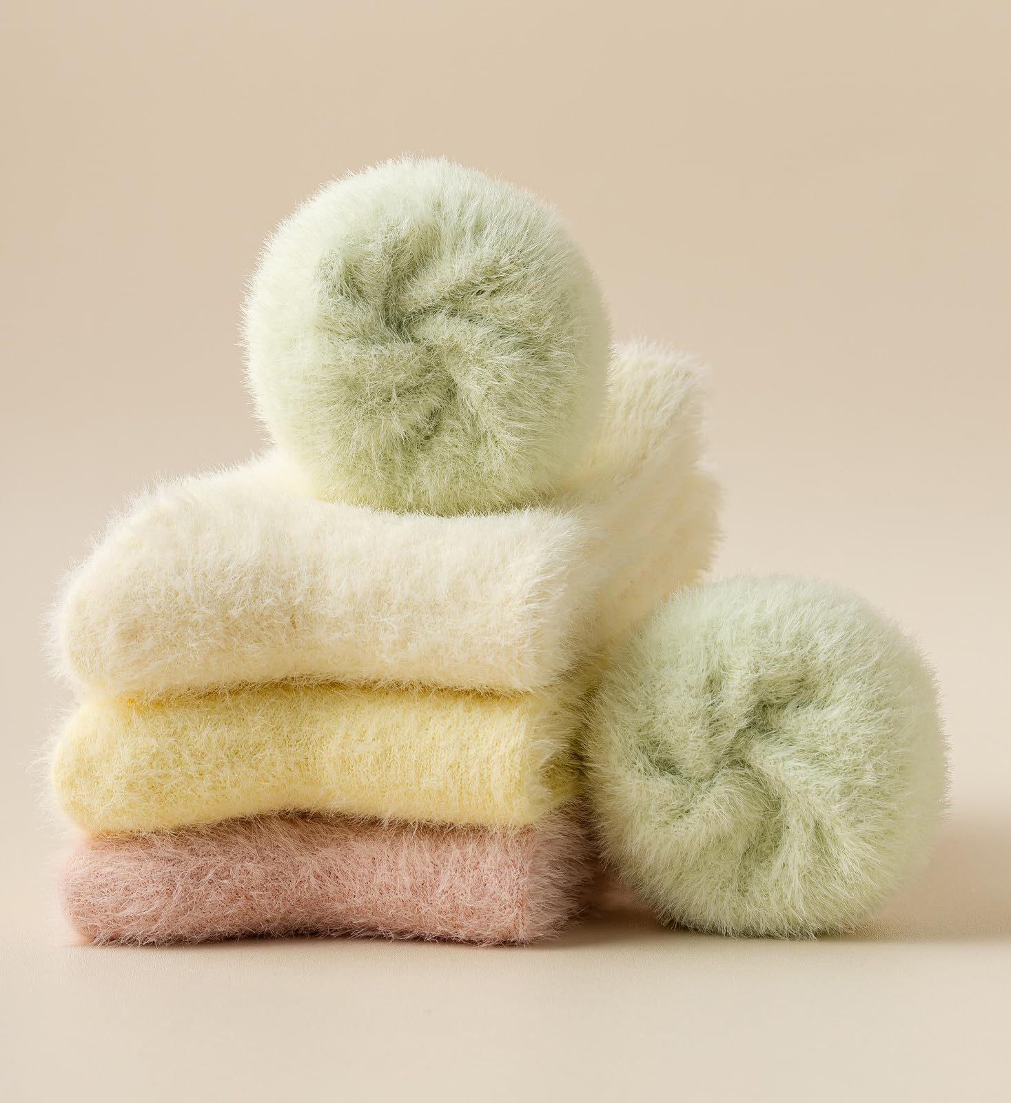 KANAV Women's Comfy Fuzzy Thermal Socks - 4 Pairs of Fluffy Warm Winter Crew Socks for Home, Office & Travel - Cozy Thick Knit Slipper Socks for Relaxing & Lounging