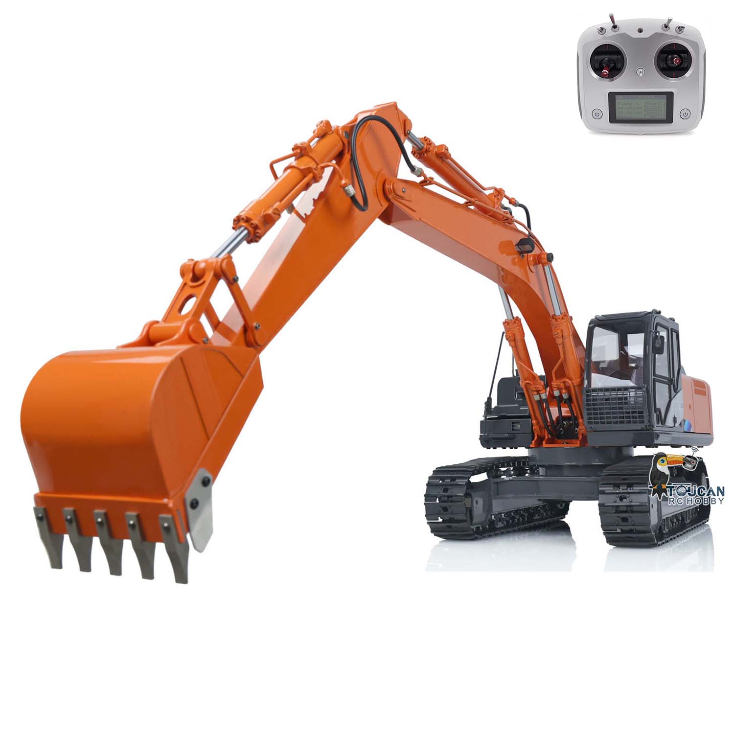 1/12 Scale DIM H2 ZX210 RC Hydraulic Excavator Toy - Metal Construction Vehicle with Remote Control, LED Light System & FS I6S Radio | Perfect for Kids Play, Construction Site Simulation & RC Hobby Enthusiasts