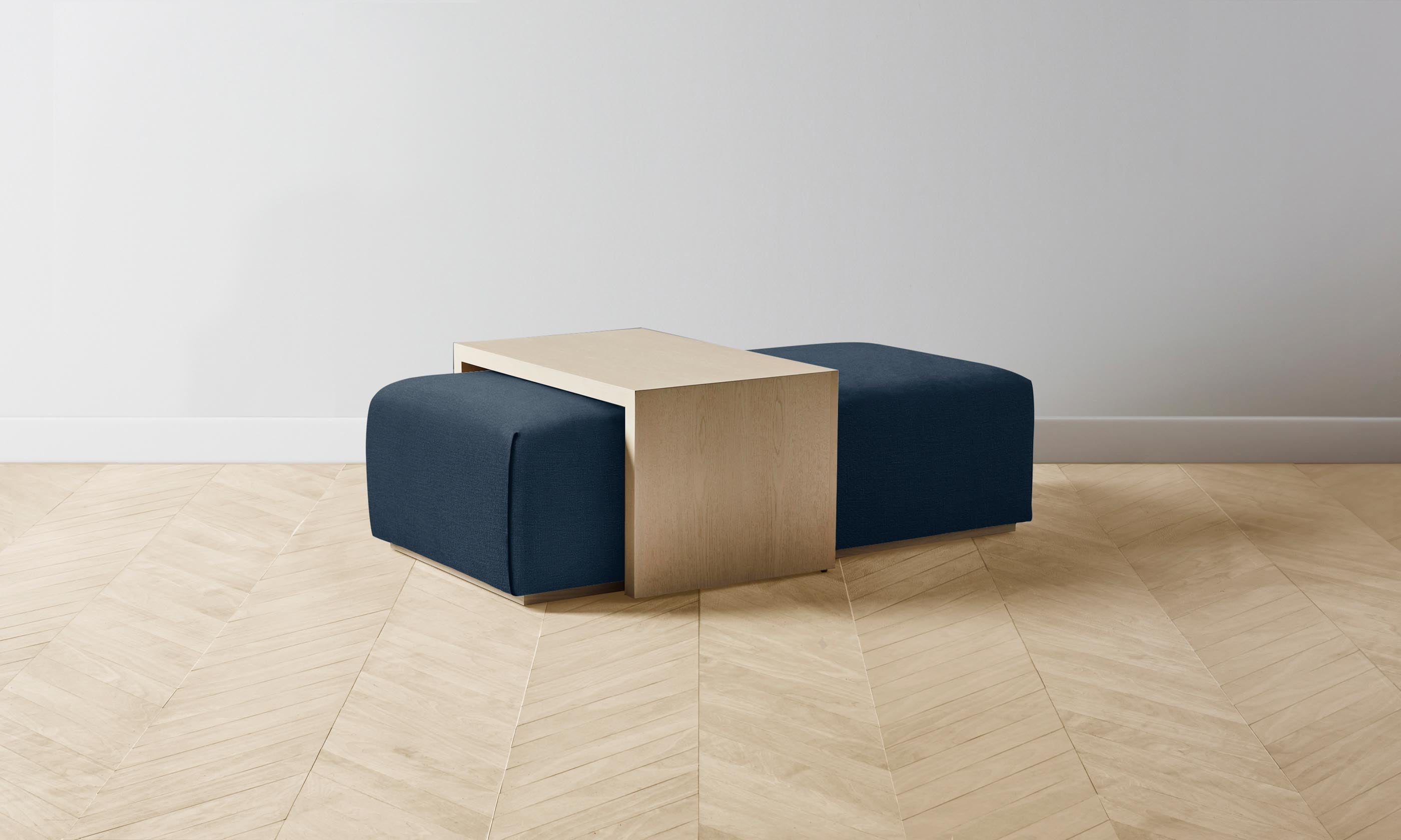 The Bowery Ottoman - Performance Linen Weave Bay - Modern Living Room Footrest & Extra Seating - Perfect for Small Spaces & Home Decor