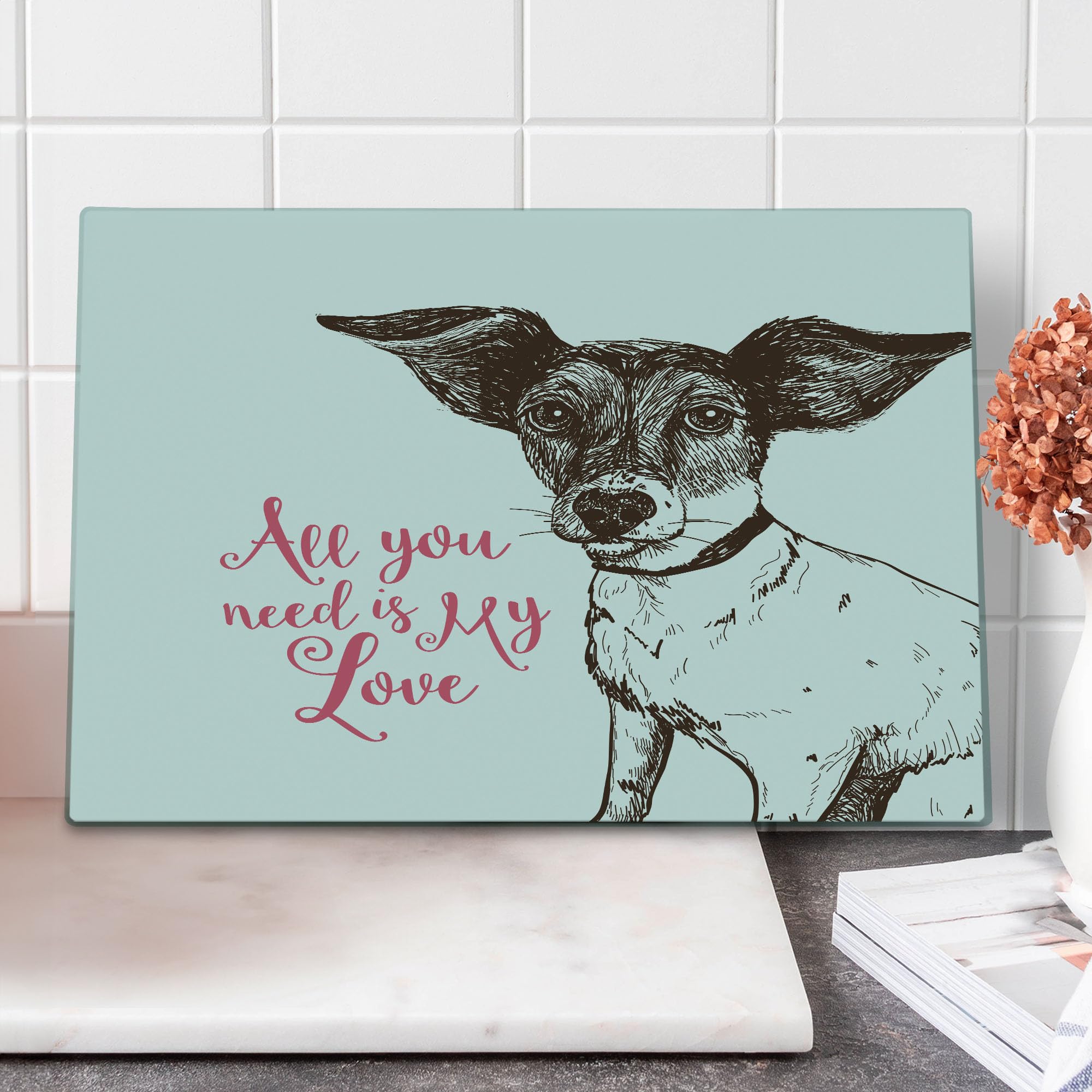 Ambesonne Jack Russell Dog Cutting Board - Sketch Design with 