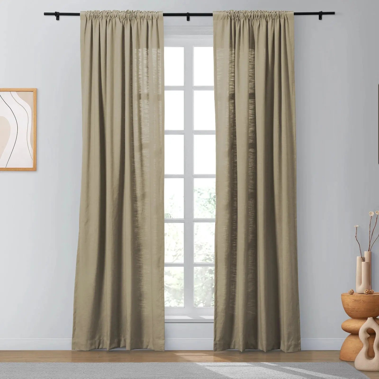 Isabella Heavyweight Cotton Blackout Curtains - Soft Top Thermal Insulated Drapes for Living Room & Bedroom - Noise Reducing & Energy Saving Window Treatments