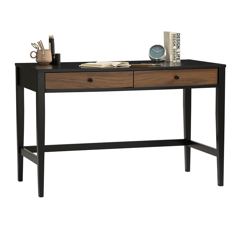 CONALL 47-Inch Study Desk with Storage - Walnut & Black Finish - Perfect for Home Office, Dorm Room, or Small Spaces