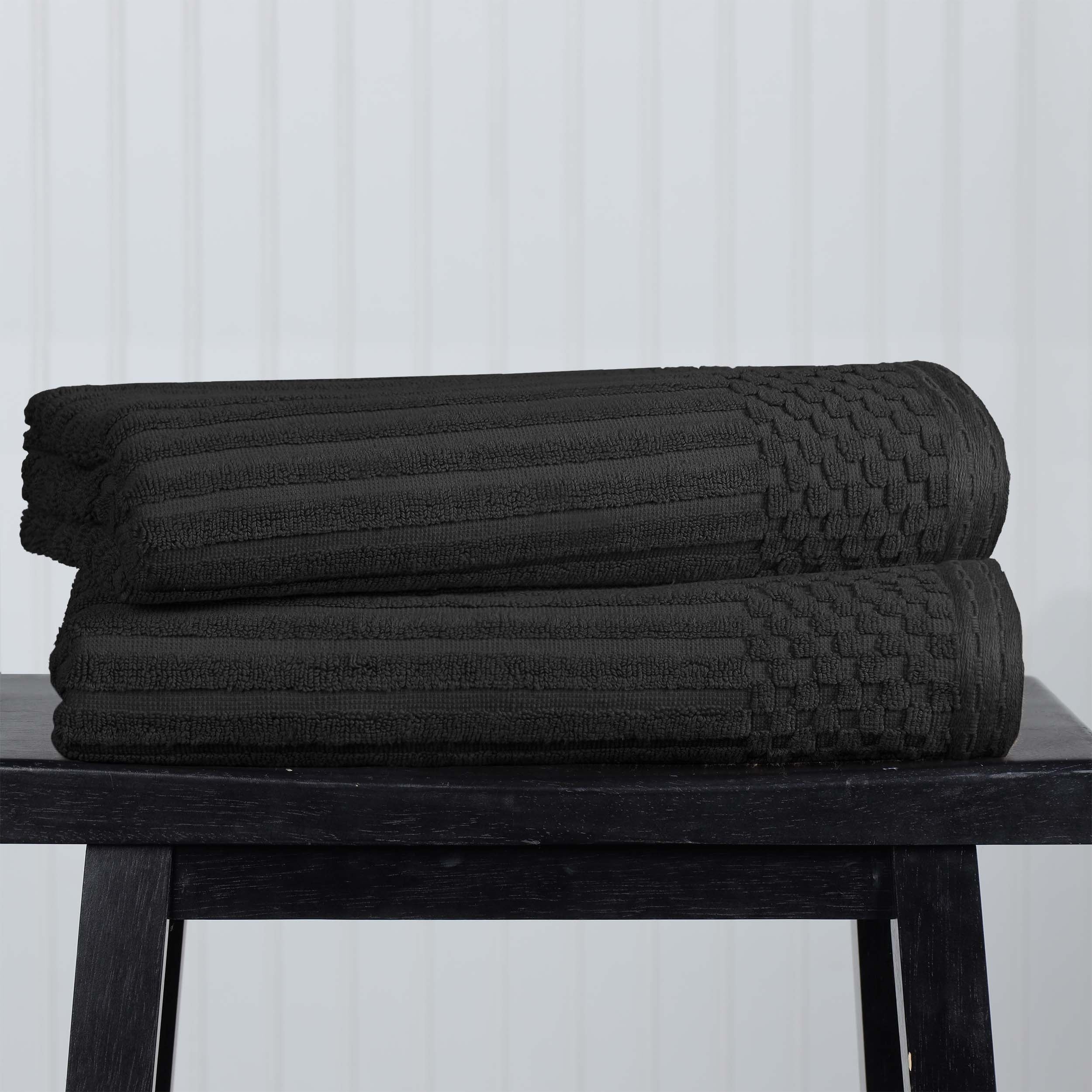 Premium Cotton Ribbed Textured Bath Towel Set - Ultra Absorbent 2-Piece Towel Collection for Spa, Bath & Luxury Home Use