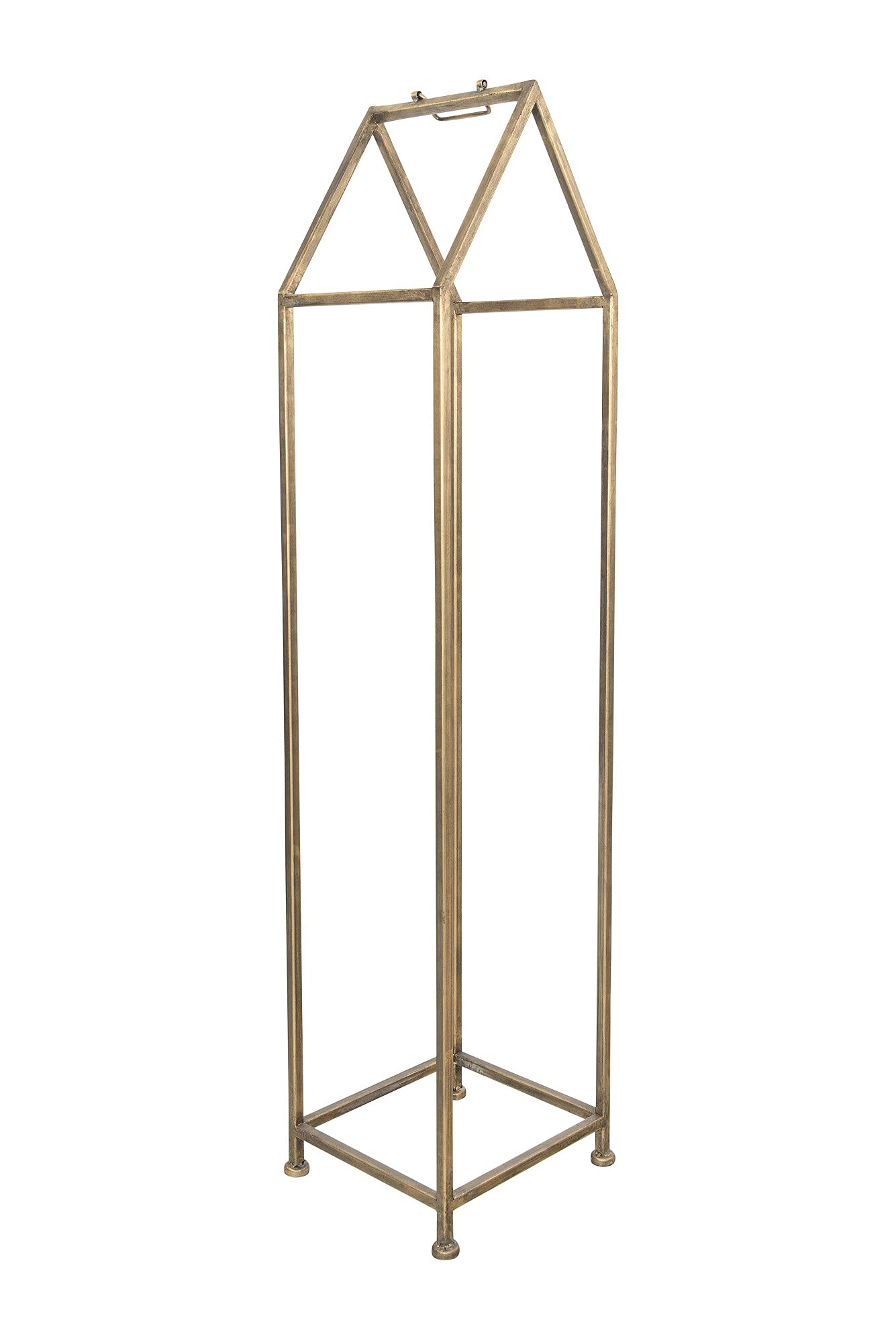 Creative Co-Op Gold Metal House-Shaped Firewood Holder with Handle - Rustic Fireplace Accessory for Indoor/Outdoor Use