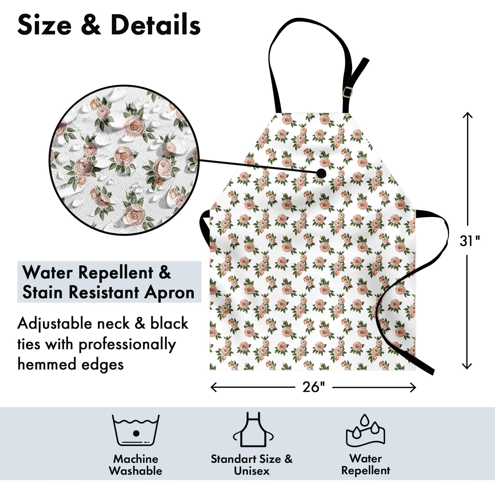 Vintage Rose Apron for Cooking & Gardening - Adjustable Unisex Adult Bib