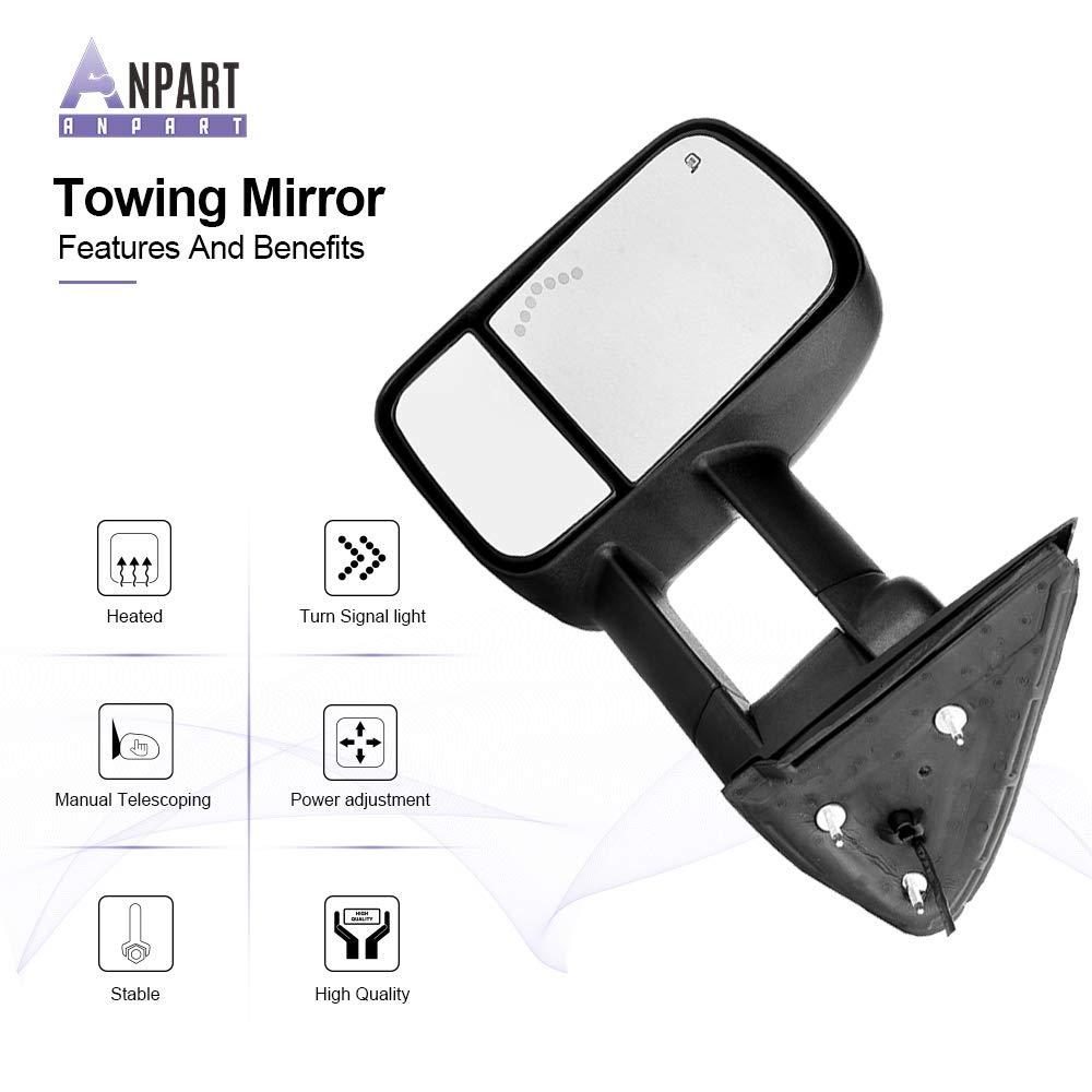 Upgraded Power Heated Towing Mirrors for 2003-2006 Chevy Silverado 1500/2500/3500 & GMC Sierra 1500/2500/3500 - Suburban 1500/2500, Tahoe, Yukon - LED Turn Signal Lights - Perfect for Towing, Camping & Off-Road Adventures
