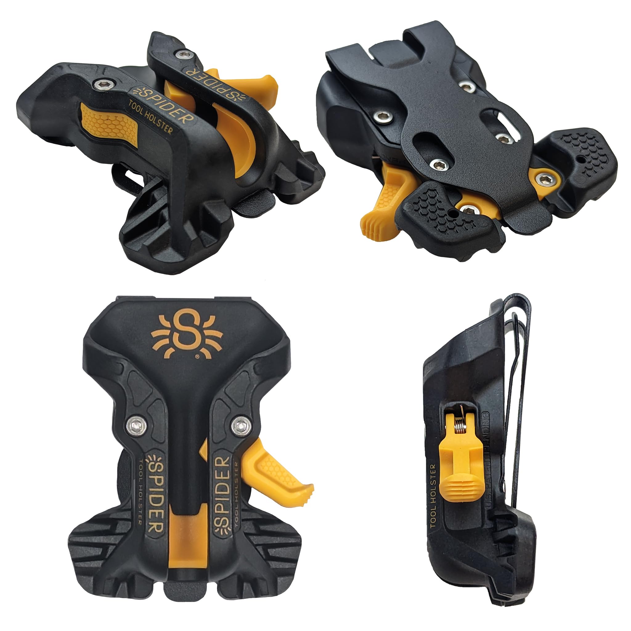Spider Pro Tool Holster - Upgraded Self-Locking Quick-Draw Universal Belt Clip Holder with Ambidextrous Thumb Lock for Carpenters, Electricians & DIY Projects | Fits Any Work Belt for Easy Tool Access