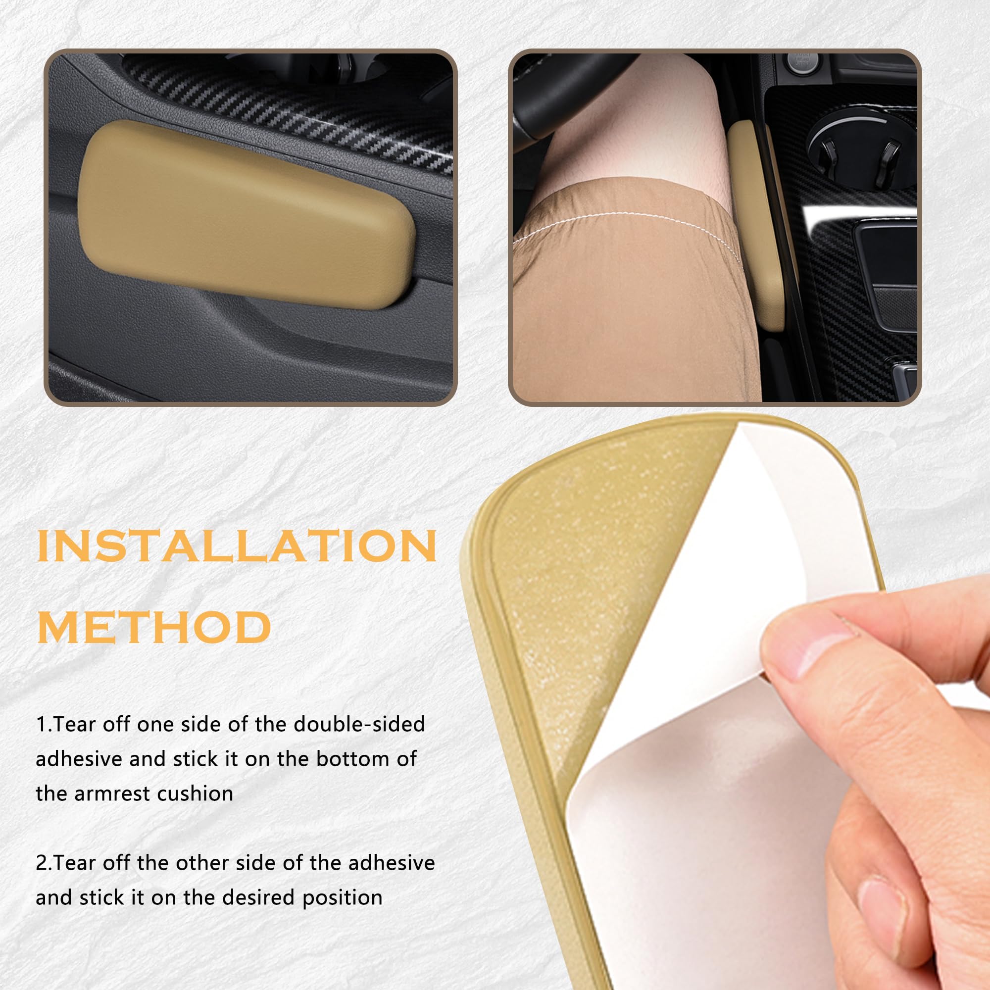 OFBAND 2PCS Soft Leather Elbow Pad Arm Rest Pillow for Car - Universal Comfort Support Cushion with One-Piece Molding Design - Perfect for Long Drives, Road Trips & Daily Commuting (Black)