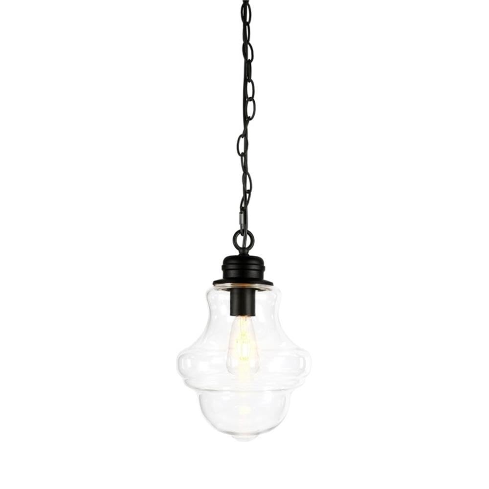 Henn&Hart 9 Inch Blackened Bronze Metal and Glass Pendant Light Fixture - Perfect for Dining Room, Kitchen Island, or Entryway Lighting