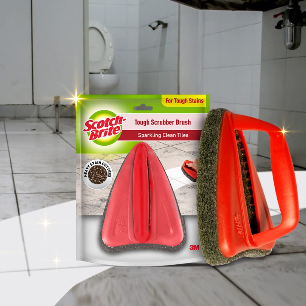 Scotch-Brite Heavy Duty Bathroom Scrubber Brush - Multi-Color Cleaning Brush for Tiles, Sinks & Showers - Pack of 1 - Ideal for Deep Cleaning Bathrooms, Kitchens & Tough Stains