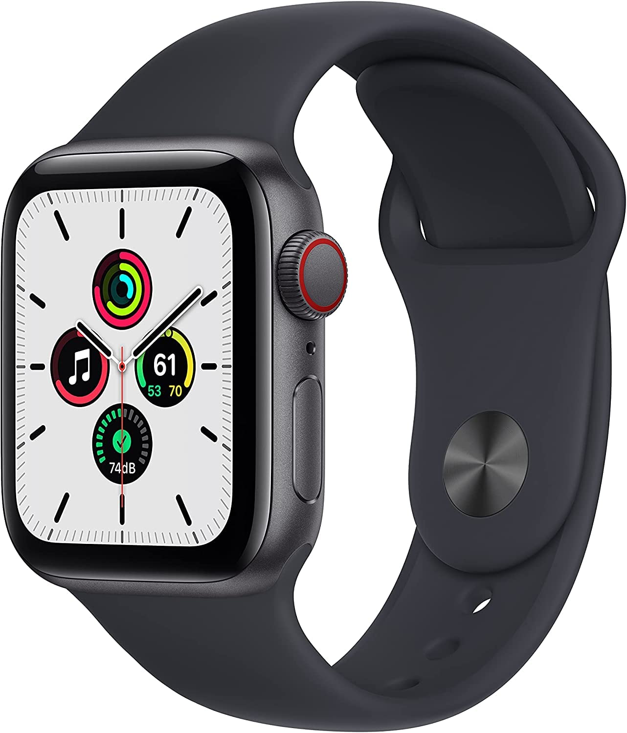 Apple Watch SE (GPS + Cellular, 44mm) - Space Gray Aluminum Case with Midnight Sport Band - Renewed Premium Smartwatch for Fitness Tracking, Calls & Notifications - Perfect for Workouts, Running & Daily Use