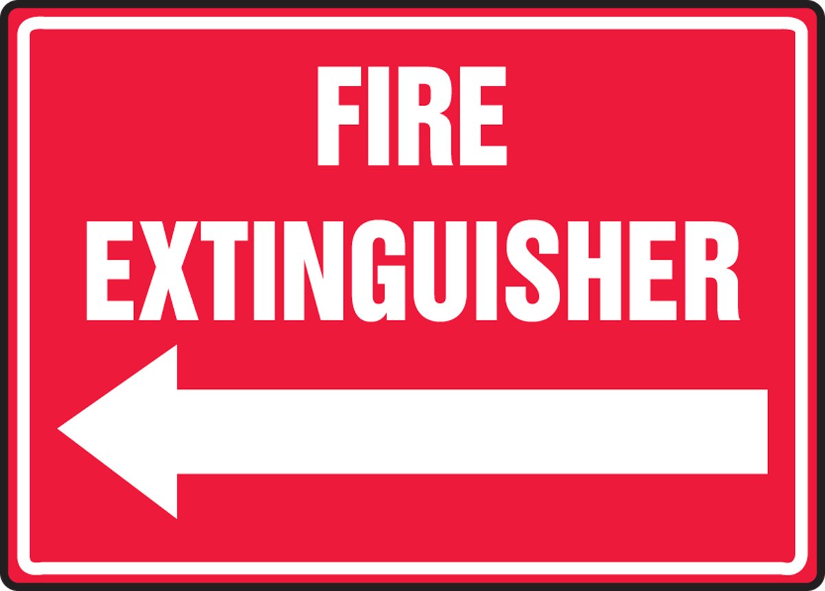 Accuform Fire Extinguisher Arrow Left Sign - 7x10 Inch Durable Polyethylene Safety Label for Workplace, Warehouse & Emergency Exits