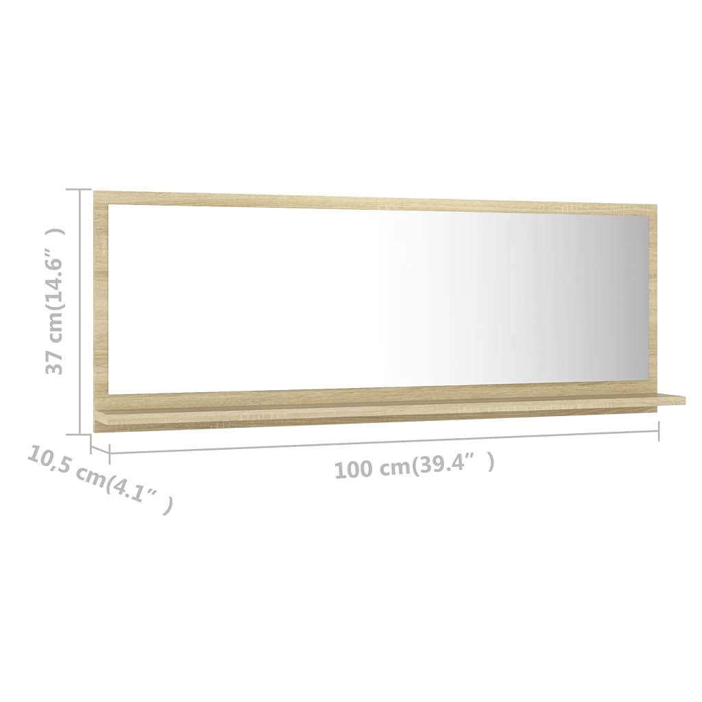 Modern Bathroom Vanity Set with Mirror - Sonoma Oak 39.4