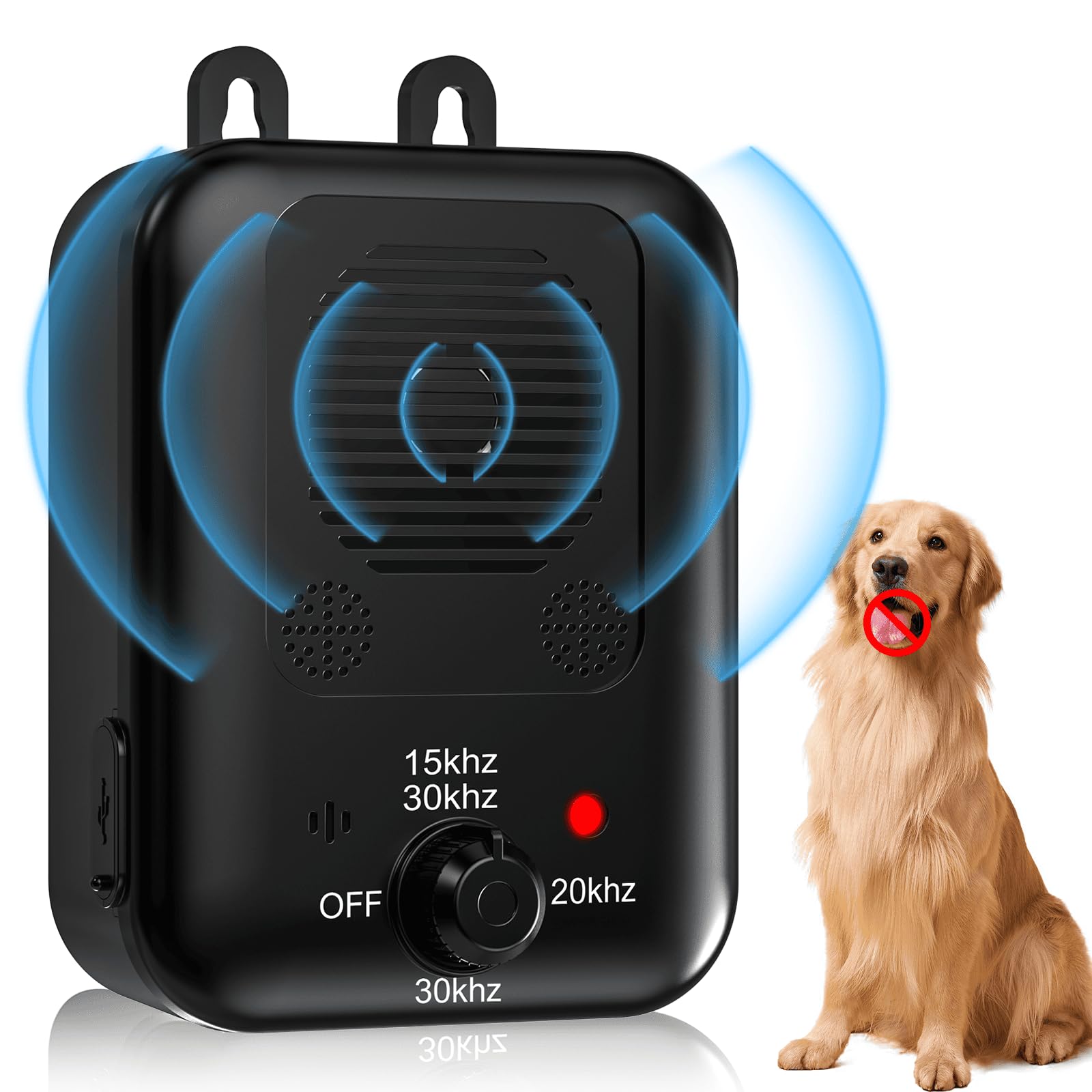 Anti Barking Devices for Dogs - Ultrasonic Dog Bark Deterrent with 3 Adjustable Levels, Rechargeable Bark Control Device for Indoor & Outdoor Use - Safe Humane Training Tool for Pets - Perfect for Home, Yard, and Neighborhood Noise Control (Black)