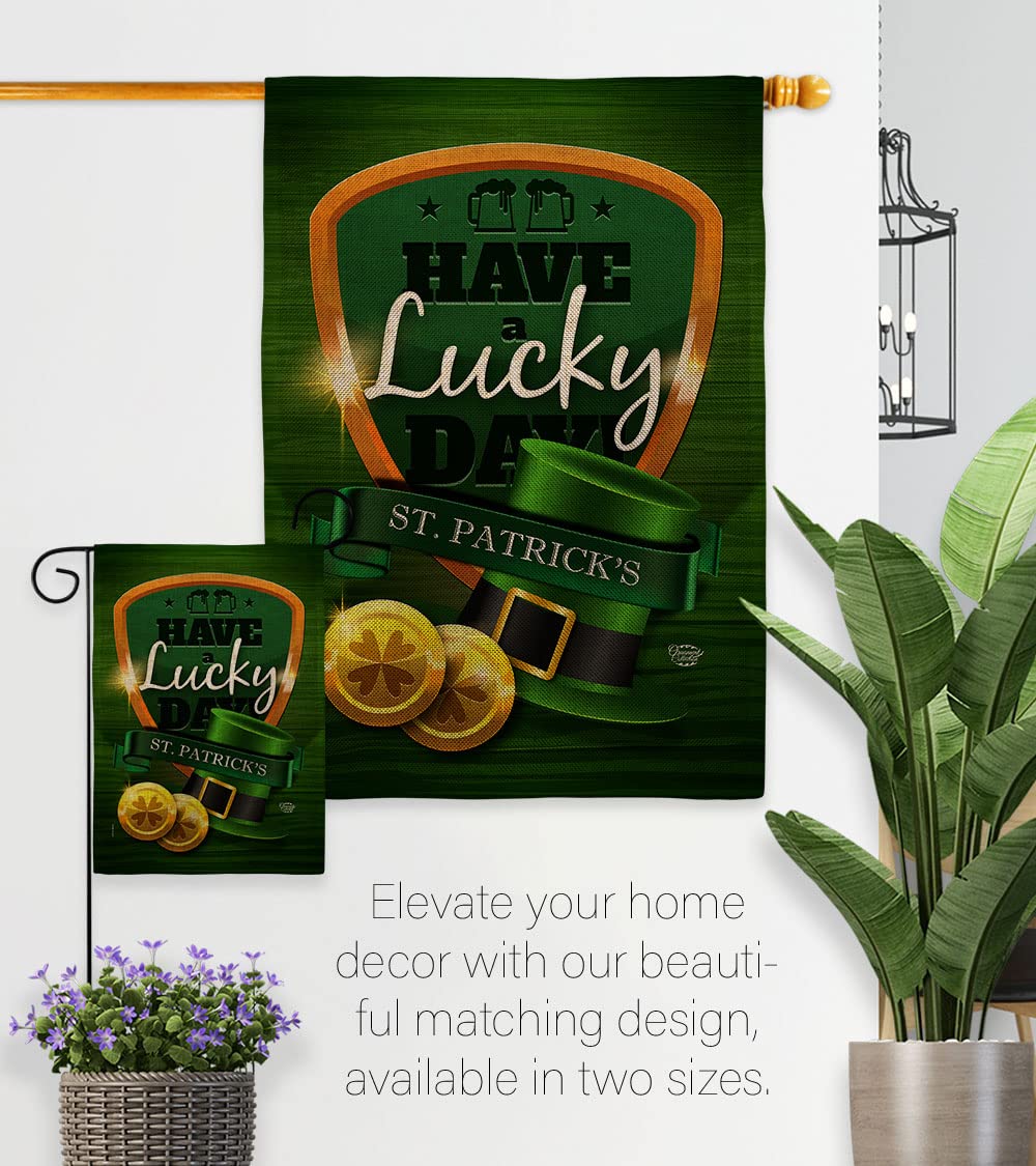 Lucky St Patrick's Day Garden Flag Set - Double-Sided Shamrock Decor for Yard