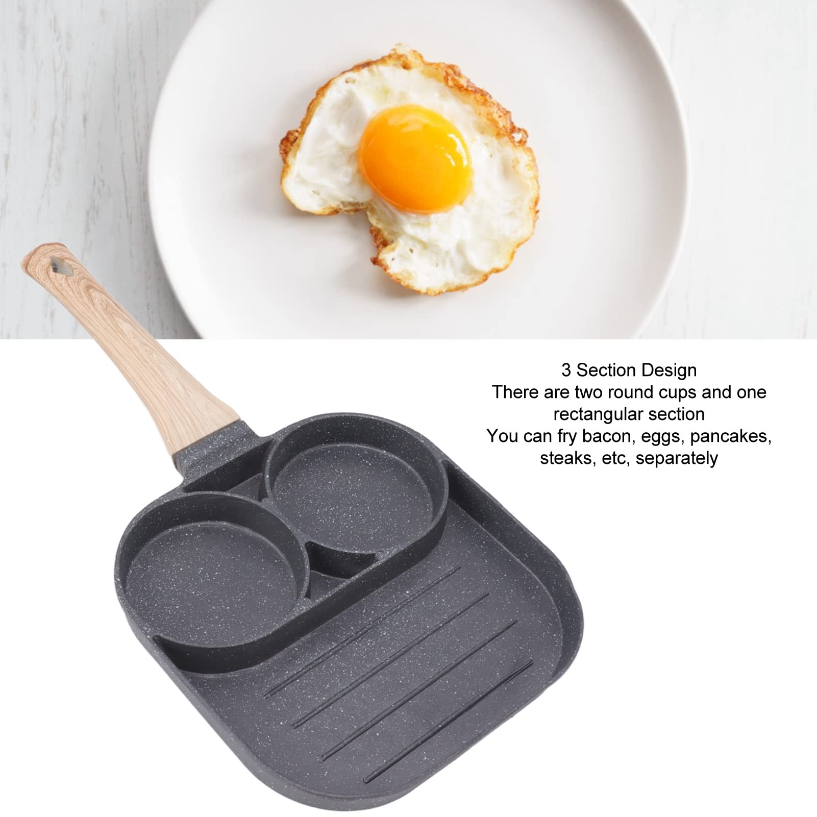 Nonstick Egg Frying Pan - 2 Cup Aluminum Omelette & Pancake Pan for Gas & Induction Stoves - Perfect for Breakfast Eggs, Sandwiches & Quick Meals