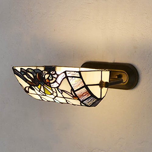 Baroque Tiffany Style Balcony Wall Lamps - Antique Glass Corridor Sconce with Mirror Front - Perfect for Hallway, Staircase & Victorian Home Decor