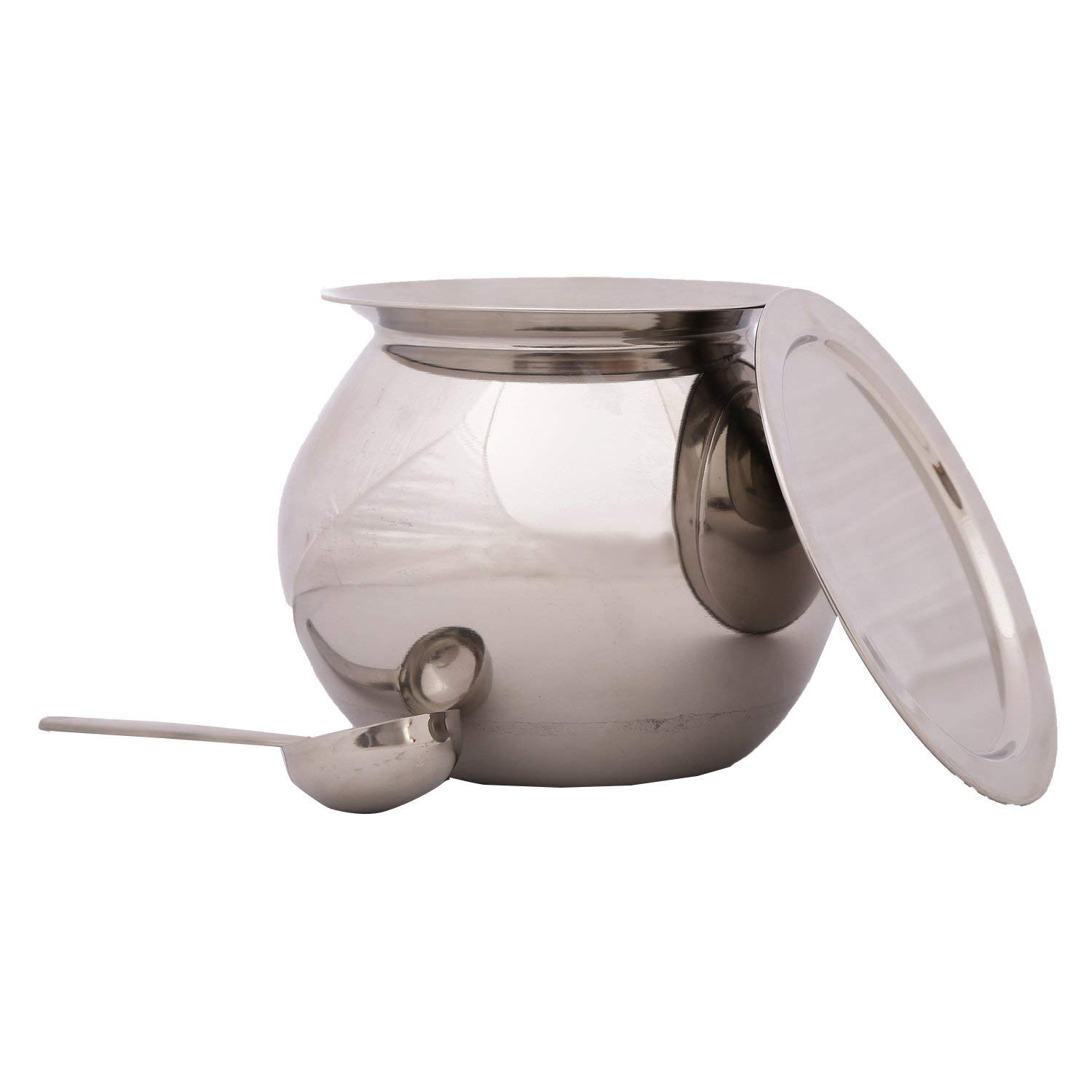 Premium Stainless Steel Handi Pongal Pot with Lid & Spoon - 3 Liter Indian Cooking Pot for Biryani, Curry & Traditional Dishes - Perfect for Home Kitchens & Festive Cooking