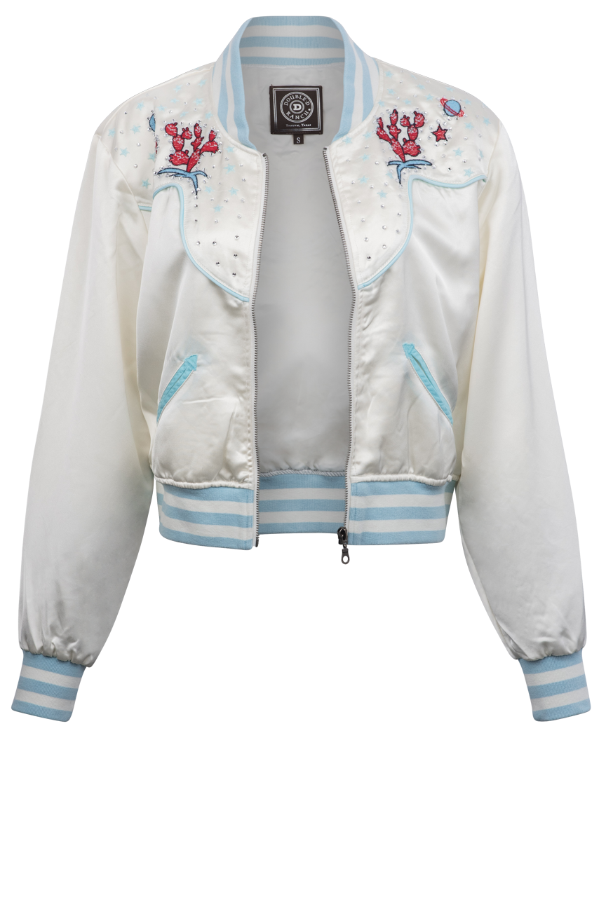 Double D Ranch Women's Beam Me Up Bomber Jacket - Stylish Vintage-Inspired Outerwear for Casual Wear, Night Out & Western Fashion
