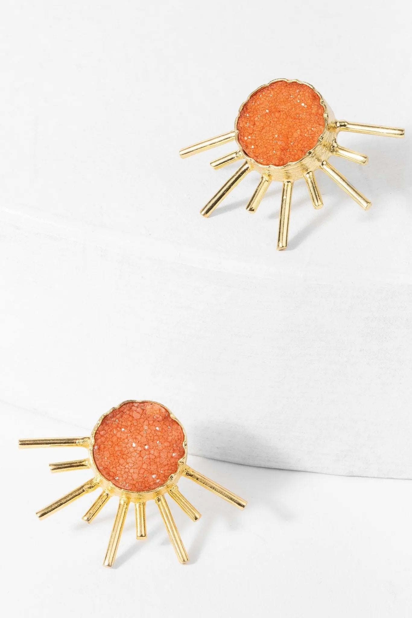 Sun Stud Druzy Earrings – Sparkling Natural Stone Jewelry for Women, Dainty & Elegant Earrings for Everyday Wear, Perfect for Office, Party & Special Occasions