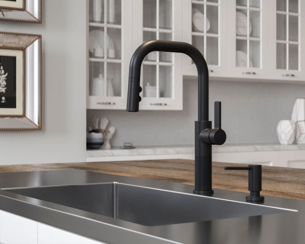 Pfister Modern Matte Black Kitchen Soap Dispenser KSD-MDRB - Touchless Automatic Soap Dispenser for Kitchen, Bathroom, and Office Sink