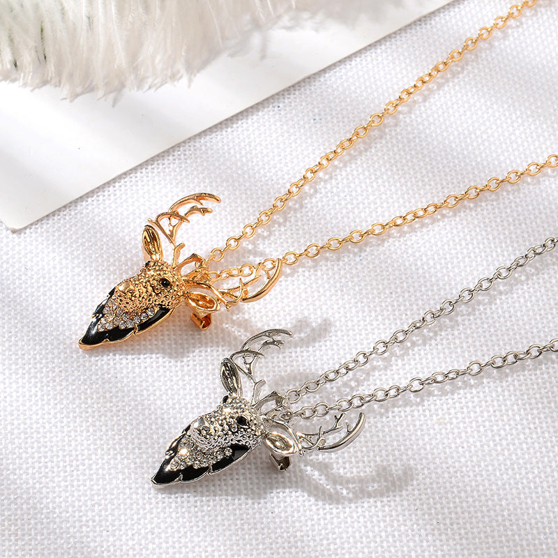 Deer Antler Christmas Tree Pendant Necklace - Multi-Way Adjustable Chain for Holiday Parties & Gifts | DC006