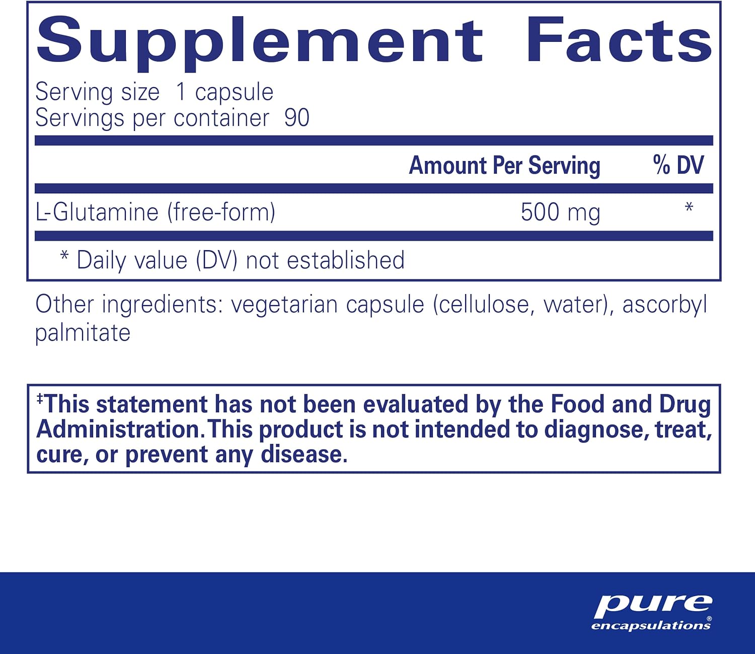 Pure Encapsulations L-Glutamine 500mg Supplement Powder - Supports Muscle Recovery, Gut Health & Immune System - Ideal for Athletes, Fitness Enthusiasts & Digestive Wellness
