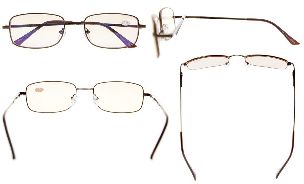 Eyekepper Computer Reading Glasses for Men & Women - Lightweight Titanium Frame with Spring Hinges & Memory Bridge (Blue Light Blocking, Anti-Fatigue) - Perfect for Office Work, Gaming & Screen Time