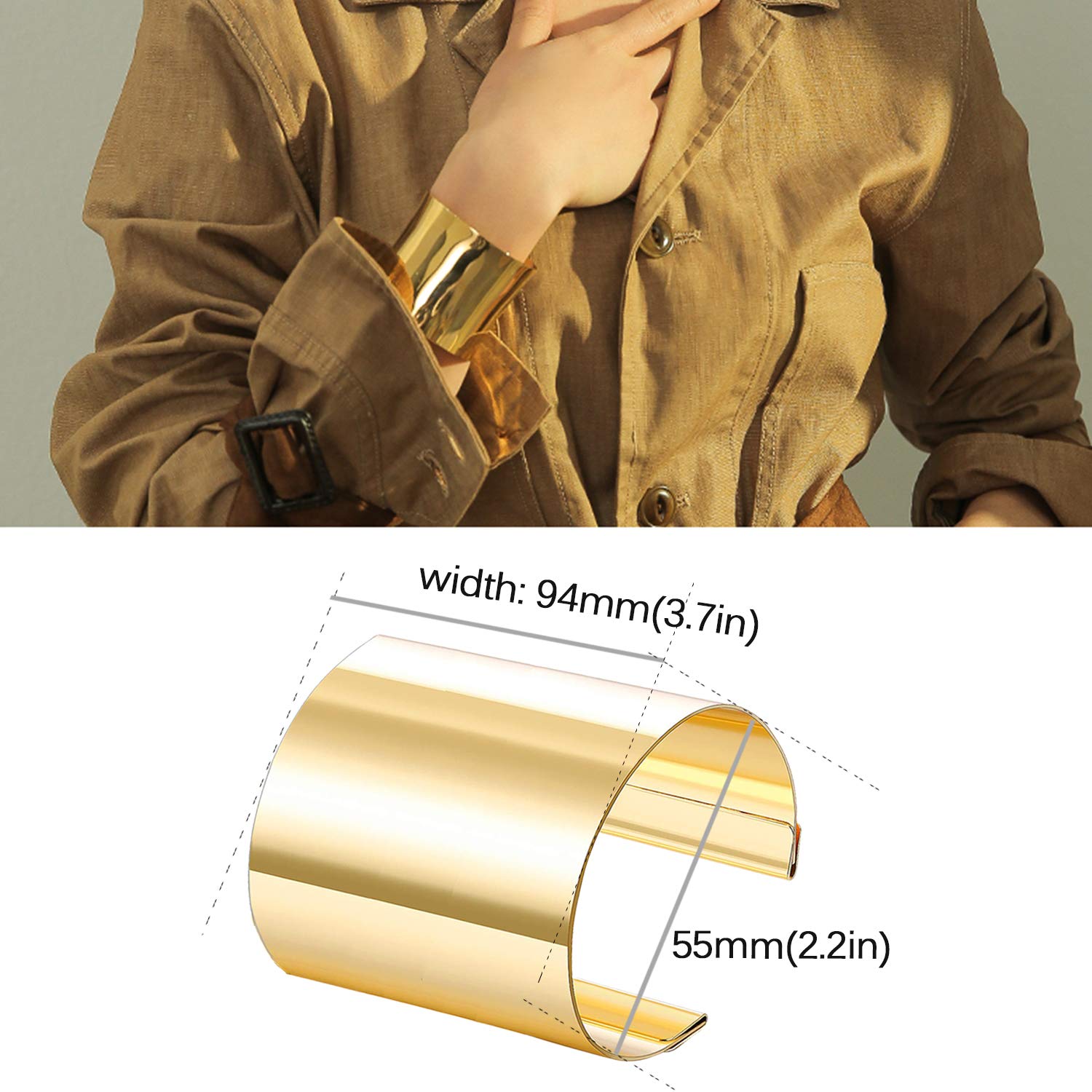 RIOSO 4 Pcs Gold Wire Cuff Bangle Bracelets for Women - Open Wide Wrap Wrist Cuff Bracelet Set - Perfect for Parties, Weddings & Everyday Fashion Accessories
