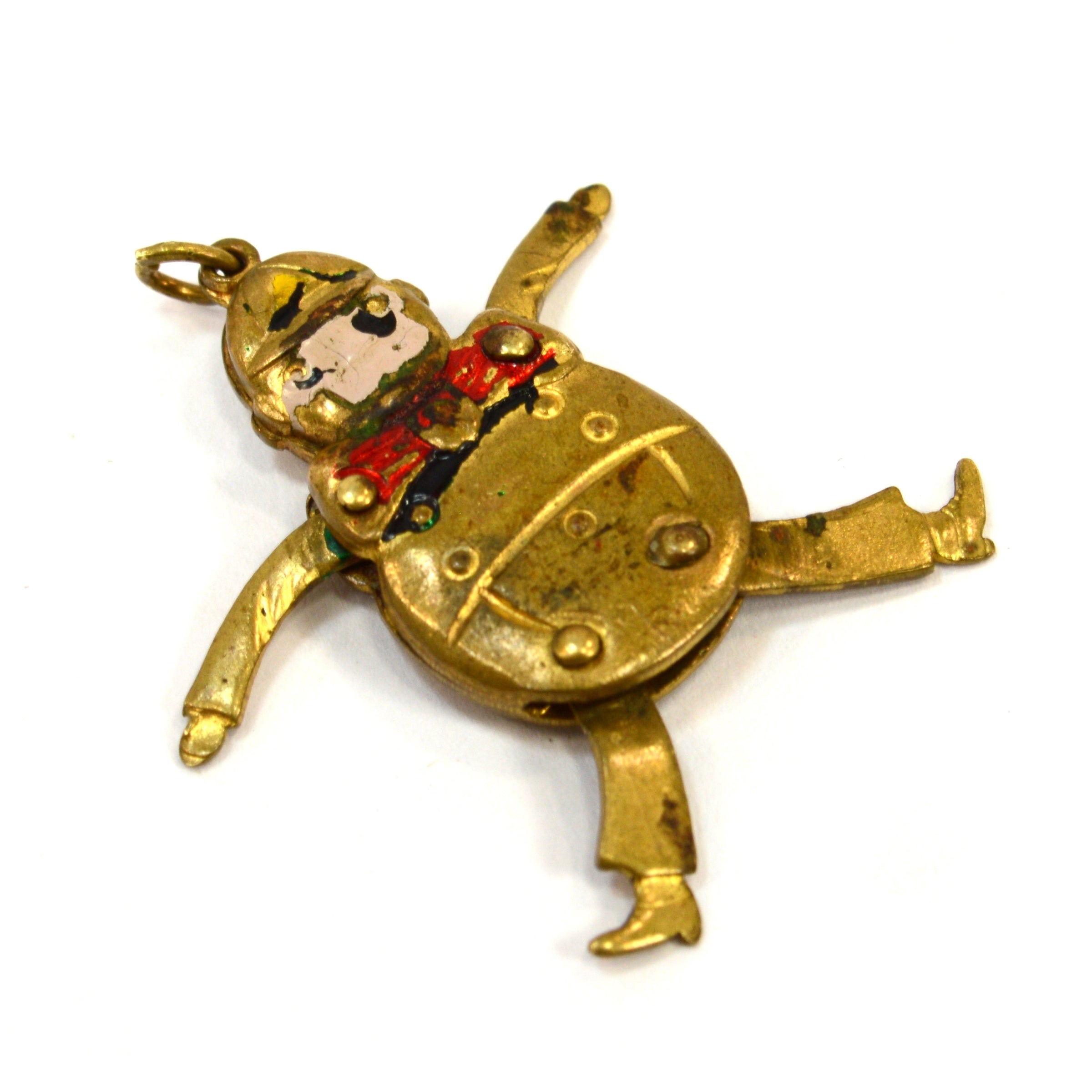 Antique Fairytale Humpty Dumpty Charm Bracelet with Articulated Limbs in Gold Gilt - Perfect for Jewelry Making, DIY Crafts, and Vintage Style Accessories