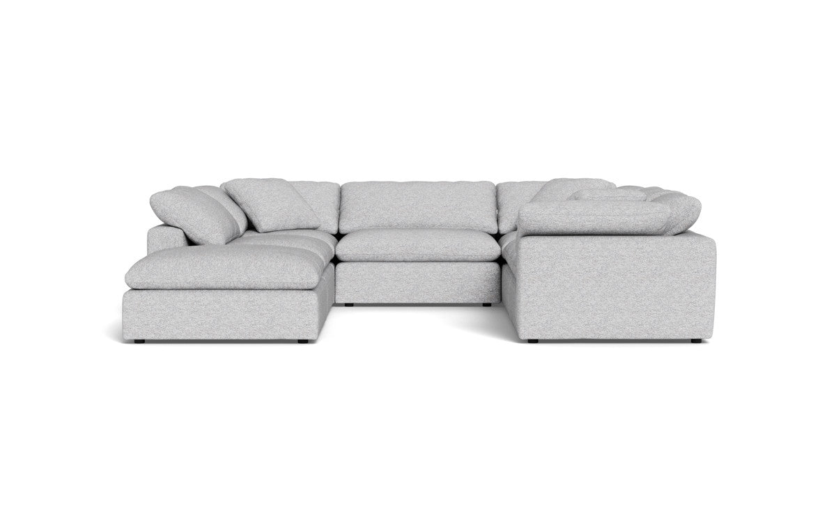 Fluffy 6-Piece Sectional Sofa with Ottoman - Soft Modular Couch Set for Living Room, Lounge & Family Room - Perfect for Relaxing, Entertaining & Movie Nights