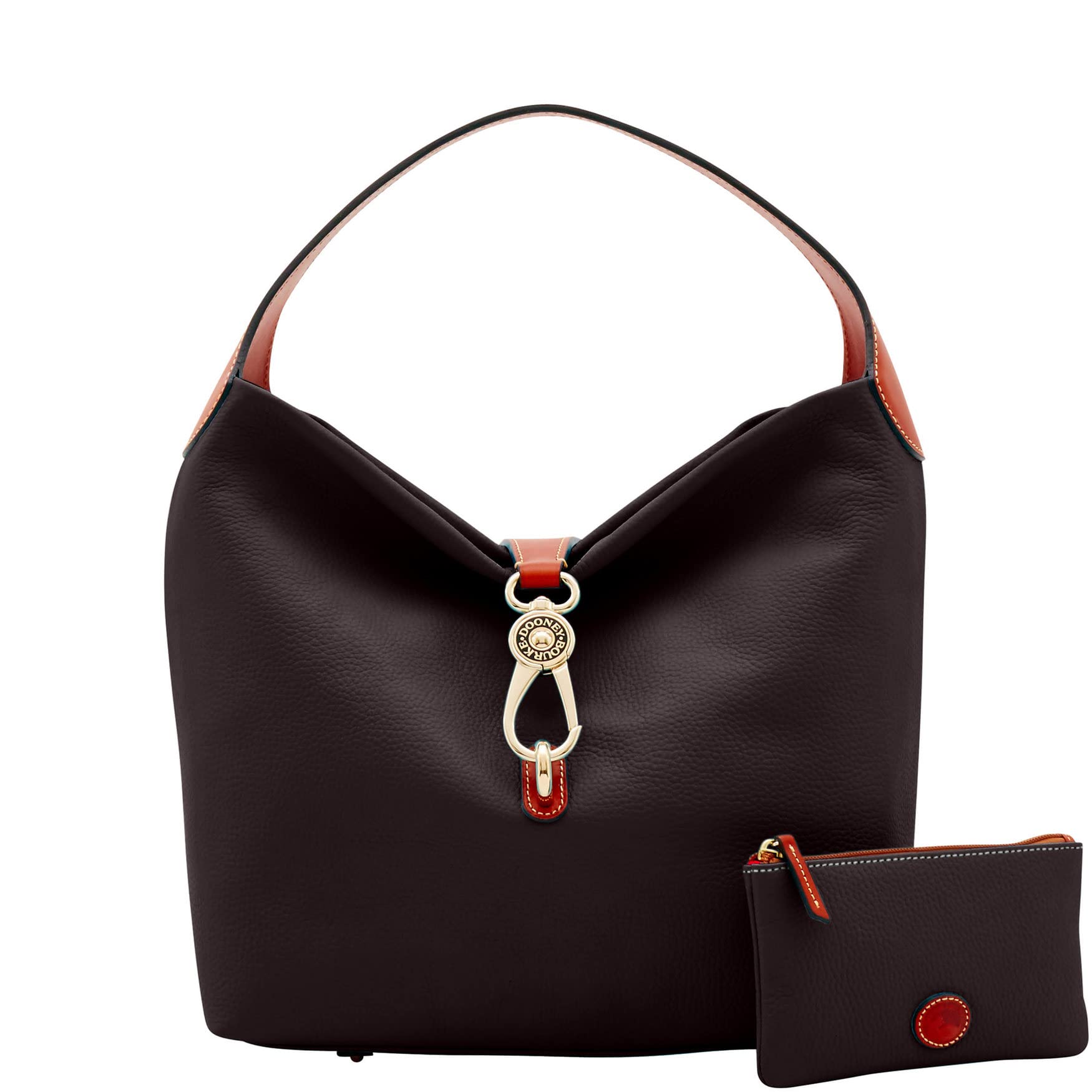 Dooney & Bourke Pebble Grain Leather Shoulder Bag with Logo Lock & Detachable Pouch - Stylish Women's Handbag for Work, Travel & Everyday Use