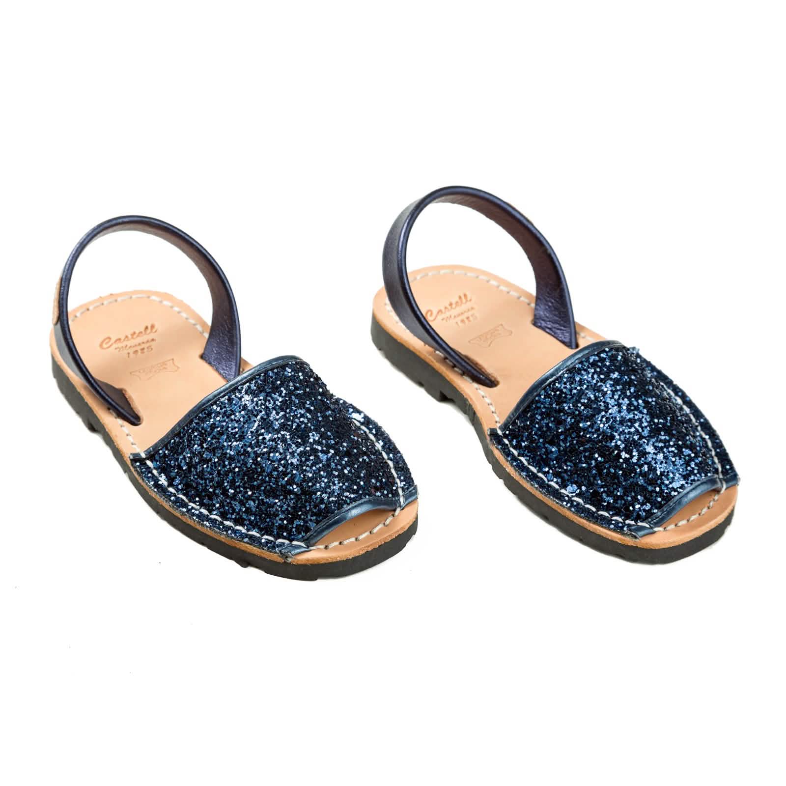 Sparkly Leather Menorcan Sandals for Kids - Iker 1097R - Comfortable & Stylish Beach Shoes for Summer Vacations & Outdoor Play