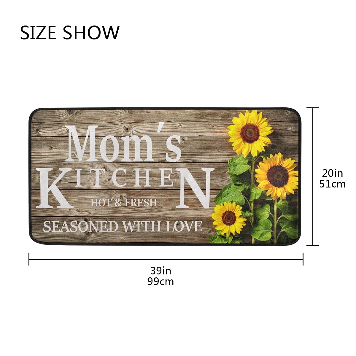 Emelivor Washable Sunflower Kitchen Rug - Non-Slip Anti-Fatigue Floor Mat for Women, Mothers & Home Chefs | Perfect Kitchen Decor Gift for Mom, Housewarming & Cozy Home Cooking
