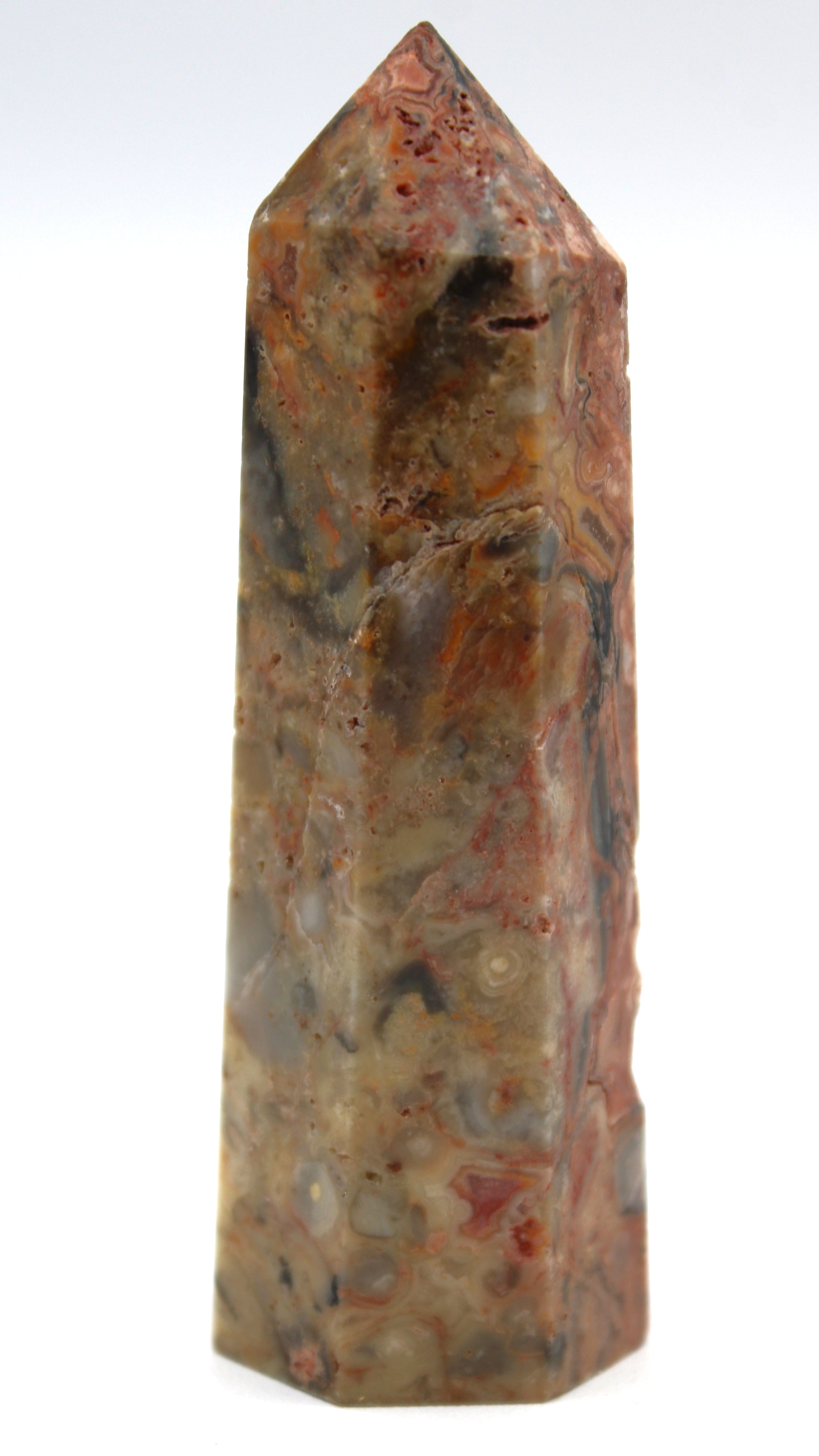 Natural Crazy Lace Agate Crystal Tower - Healing Stone for Meditation, Reiki & Home Decor | 6 Inch Mineral Specimen for Spiritual Energy & Office Desk Display