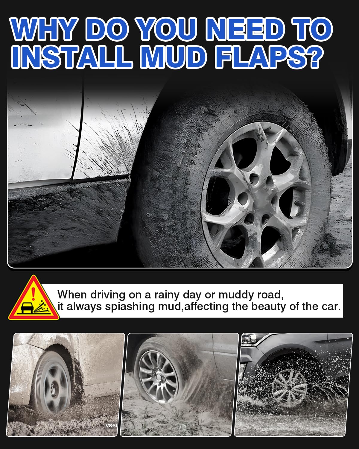 2023-2025 Honda Accord Mud Flaps Splash Guards Set - 4PCS Front & Rear Fender Flares Mud Guards | Durable Protection Against Road Debris & Splash | Perfect for All-Weather Driving & Off-Road Adventures