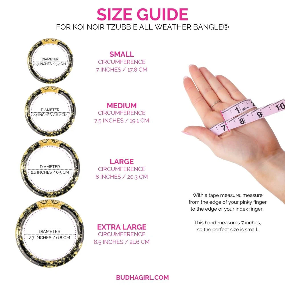 BuDhaGirl KOI Noir Tzubbie All Weather Bangle Bracelet - Waterproof Adjustable Stylish Jewelry for Women, Perfect for Swimming, Travel & Everyday Wear