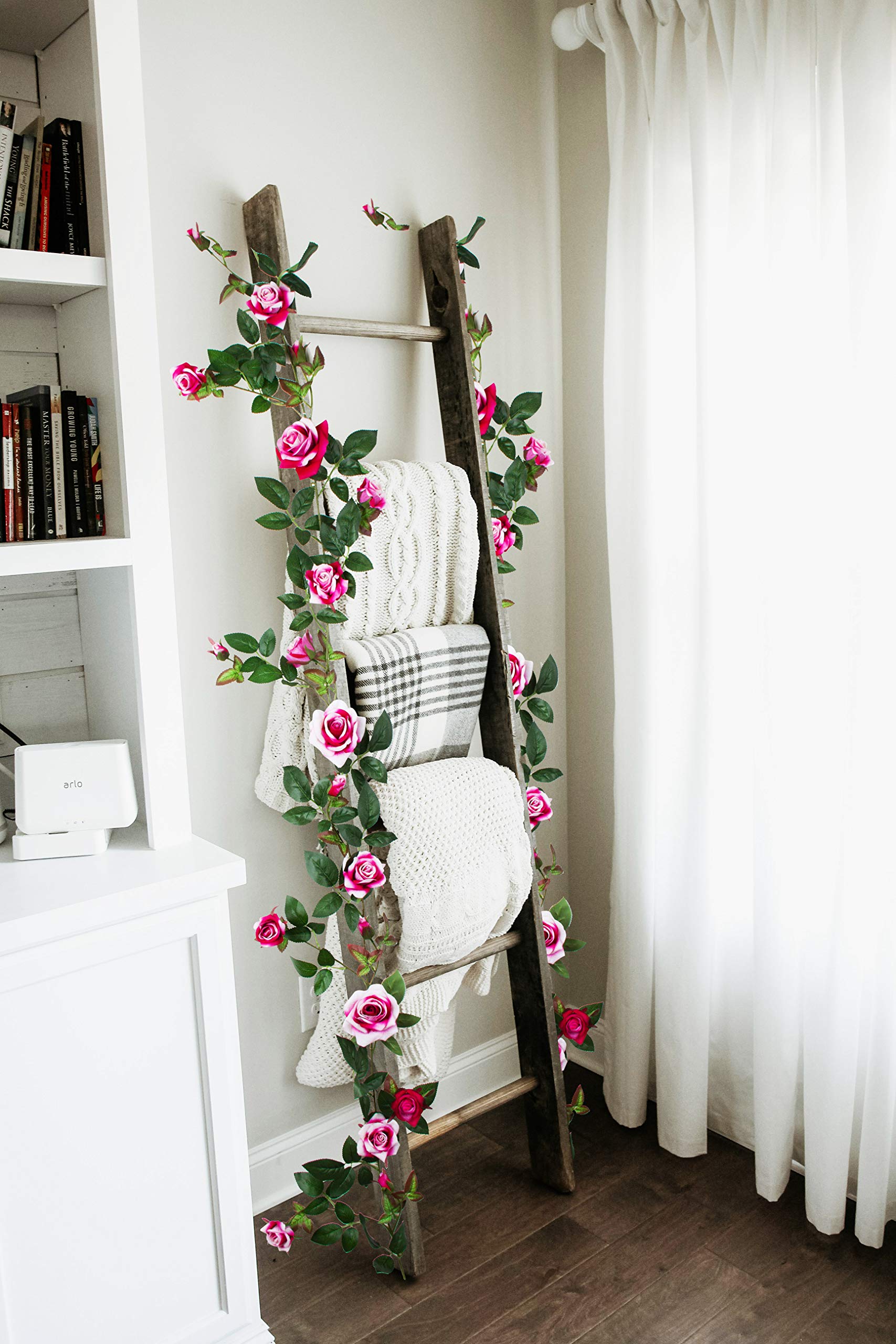 10pcs 6 Feet Artificial Rose Vine Garland - Velvety Silk Fuchsia Flowers for Wedding Arch, Backdrop, Home Decor, Wreath, Party & Garden Decoration