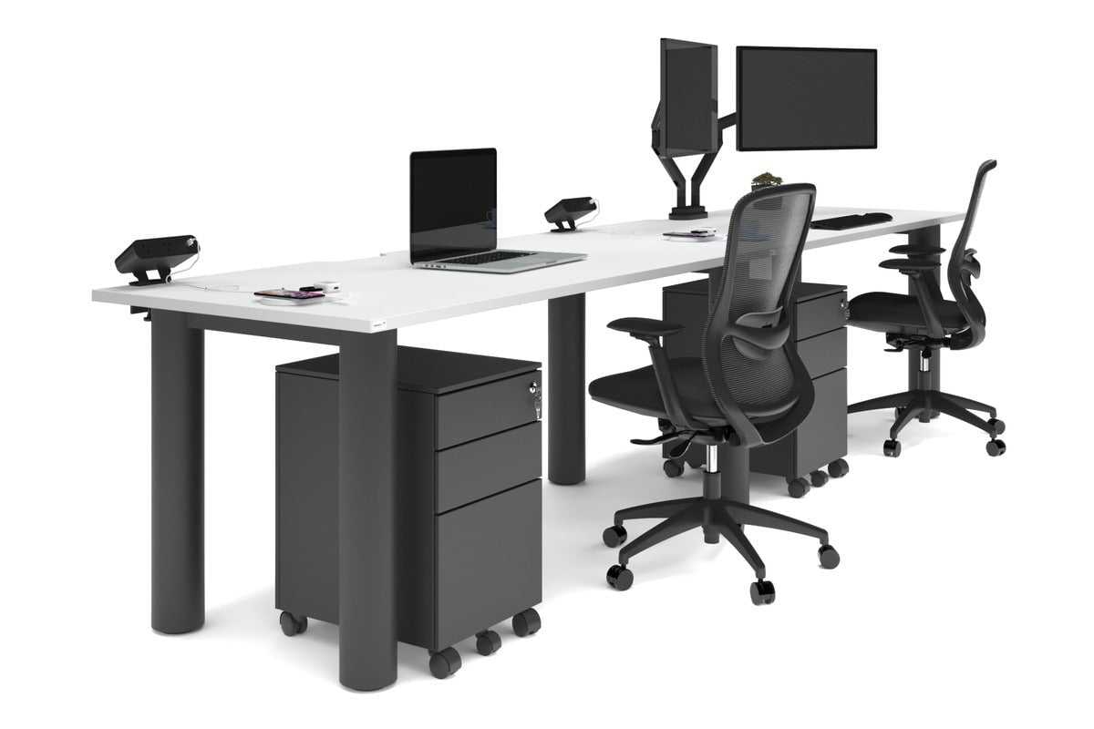 Quadro Cylinder Leg 2-Person Office Workstation Desk - 1800L x 800W with Cable Management - Perfect for Collaborative Workspaces & Modern Offices