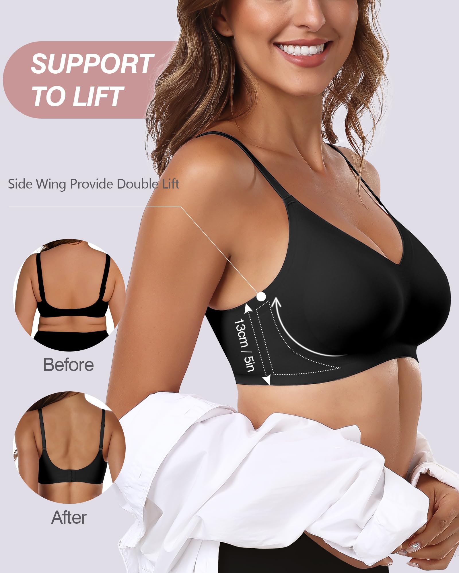 HORISUN Women's Wireless Push Up Bra - Comfortable Seamless Full Coverage No Underwire Bralette with Support - Perfect for Everyday Wear, Yoga & Lounge