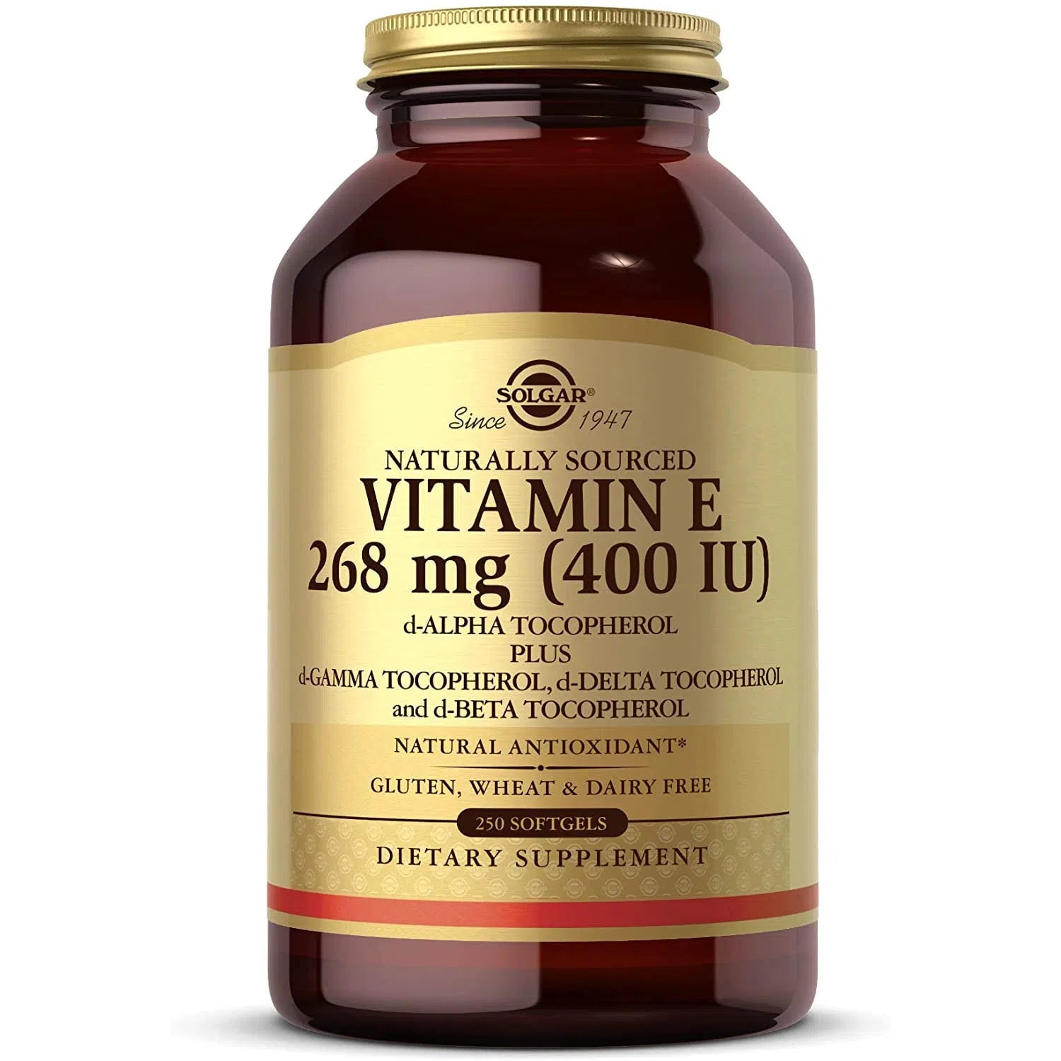 Solgar Naturally Sourced Vitamin E 268 mg (400 IU) Softgels - Antioxidant Support for Skin & Immune Health - Vegan, Non-GMO Supplement for Daily Wellness & Heart Health