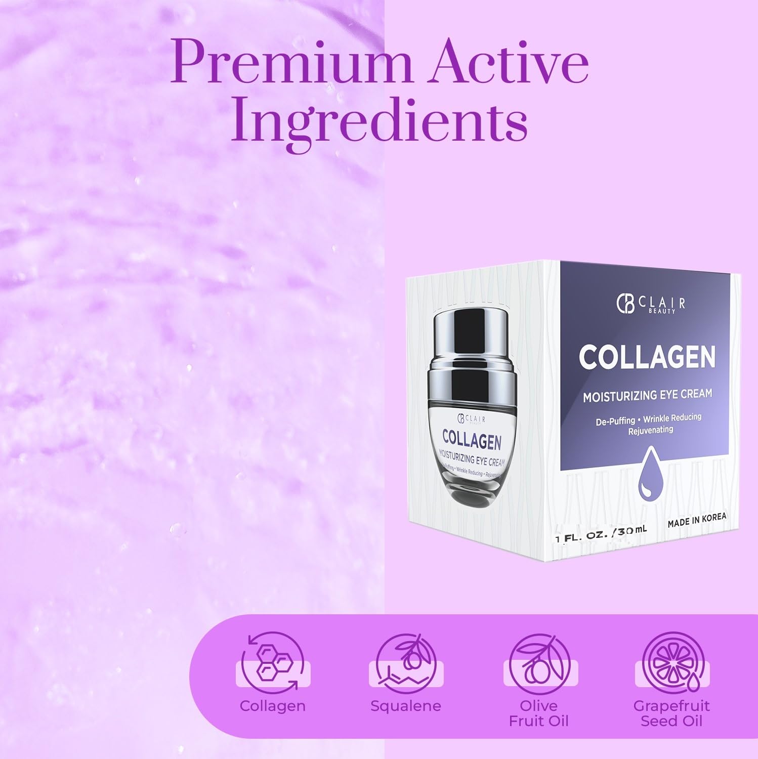 Collagen Eye Cream for Dark Circles & Wrinkles - Hydrating & Plumping Korean Skincare - Dermatologist Tested, Clean Beauty & Cruelty-Free - 1.01 Fl Oz - Perfect for Night Routine & Travel Skincare