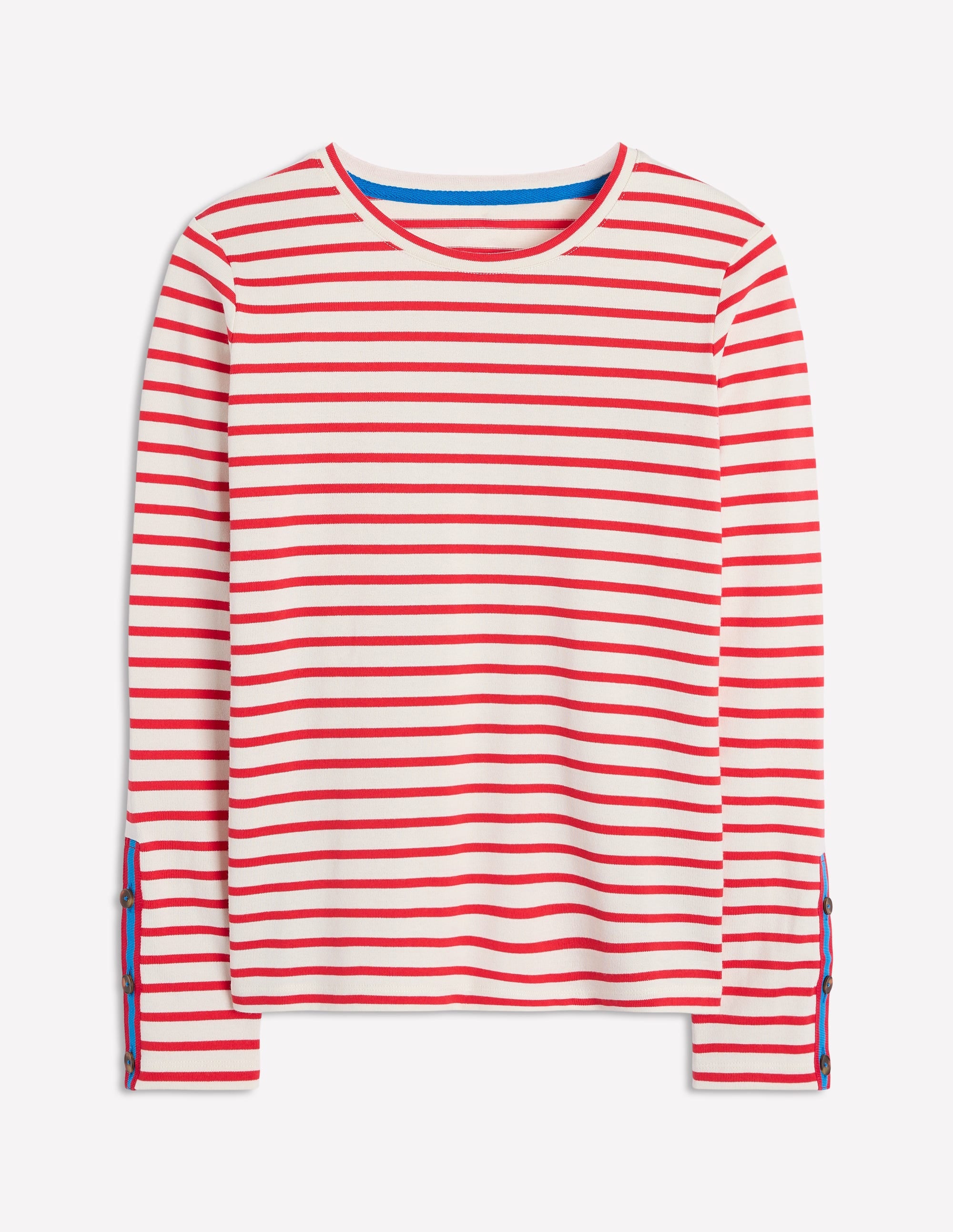 Button Cuff Mariner Breton Stripe Shirt - Red & Ivory Classic Nautical Top for Men | Perfect for Casual Wear, Beach Outings & Smart Casual Occasions