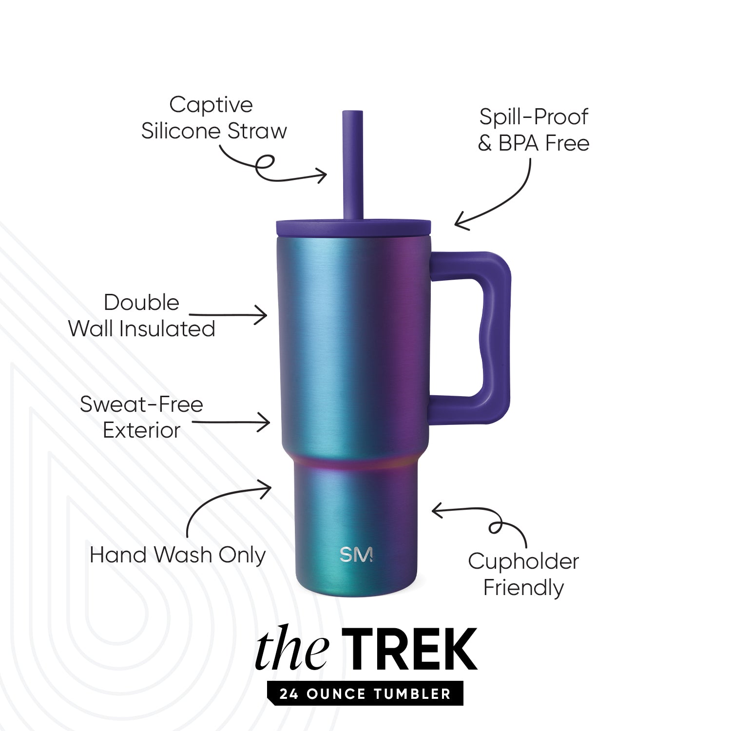 Trek Kids Tumbler with Silicone Straw Lid - Leakproof Stainless Steel Water Bottle for School, Travel & Outdoor Activities